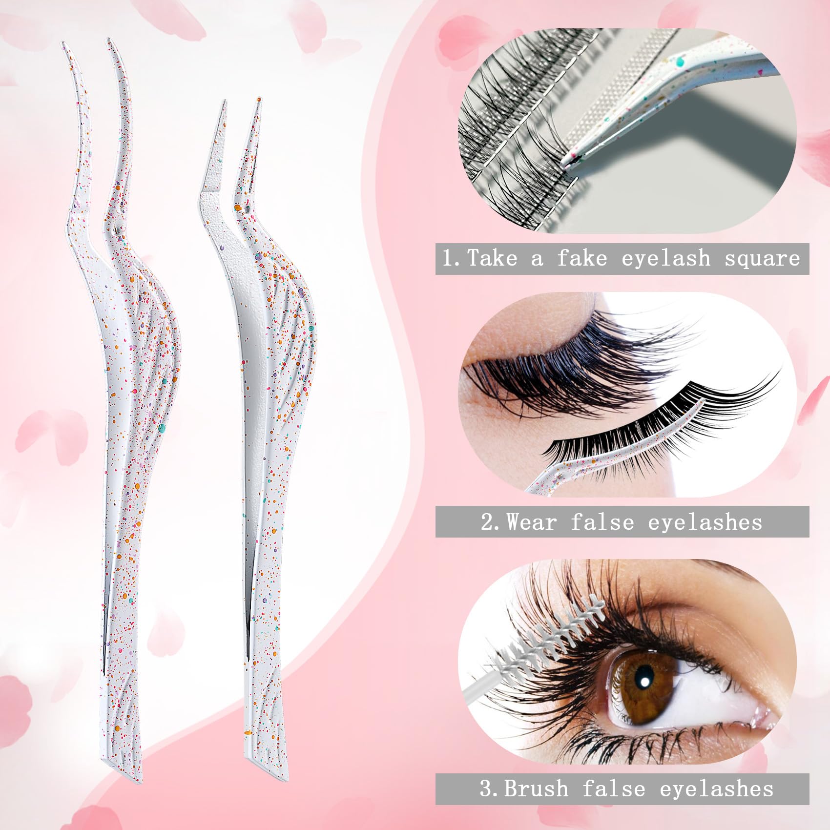Eyelash Applicator Tool 3-Pcs Lash Applicator Tool Set With Eyelash Extension Tweezers, Brush - Professional Eye Lash Applicator