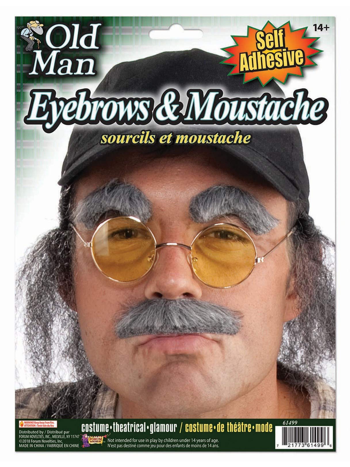 Forum Novelties Party Supplies Old Man Eyebrows And Moustache Accessory, Gray, One Size