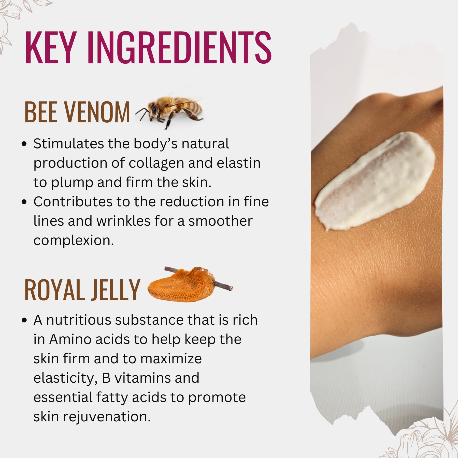 Manuka Lane Bee Venom Night Cream For Face And Neck With Sweet Almond Oil, Kernel Oil, Plant Extracts & Vitamin E | Plant Based