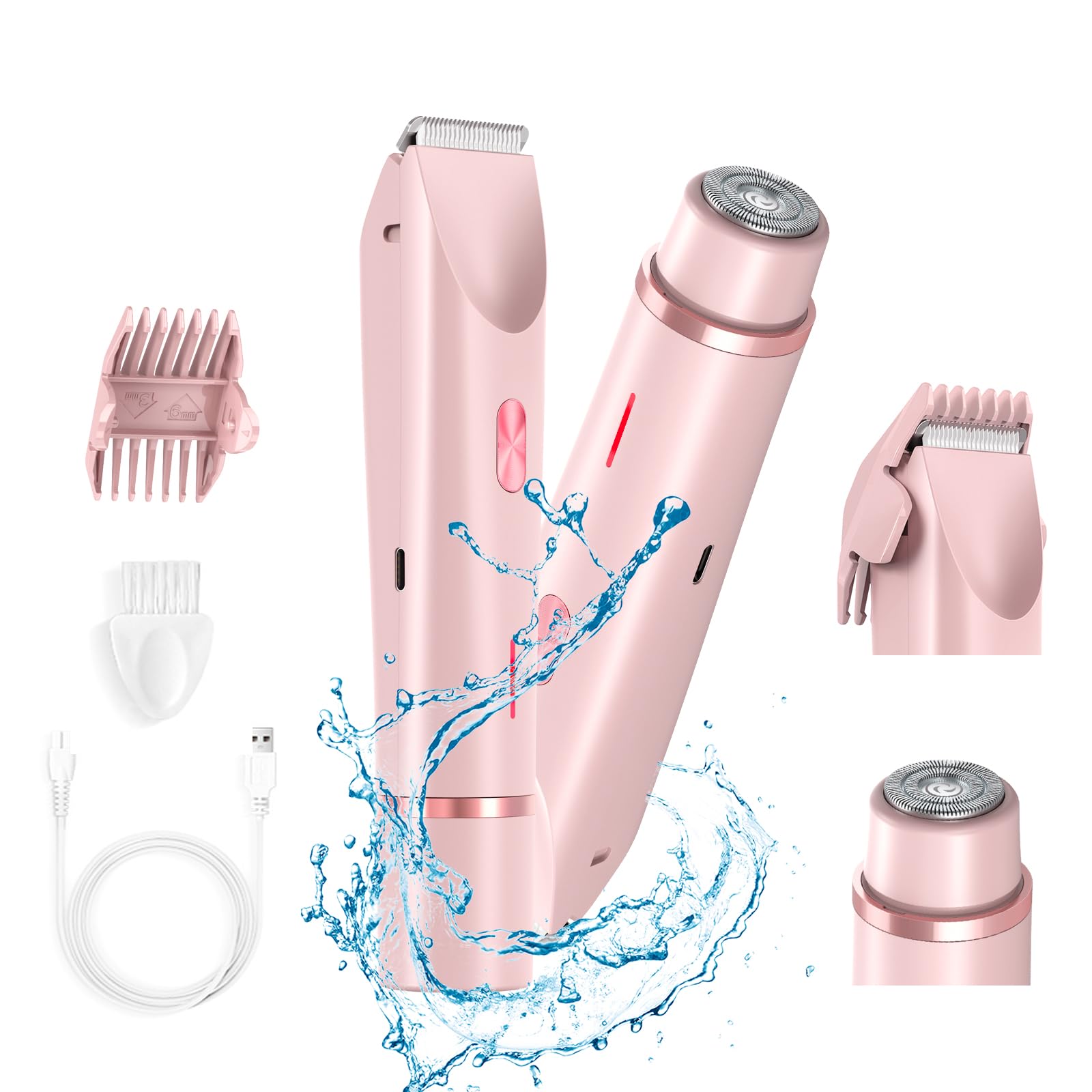 Riyuetan Bikini Trimmer For Women Electric Razors For Women, Double Head Dual Purpose Hair Trimmer Women Ipx7 Waterproof Wet & D