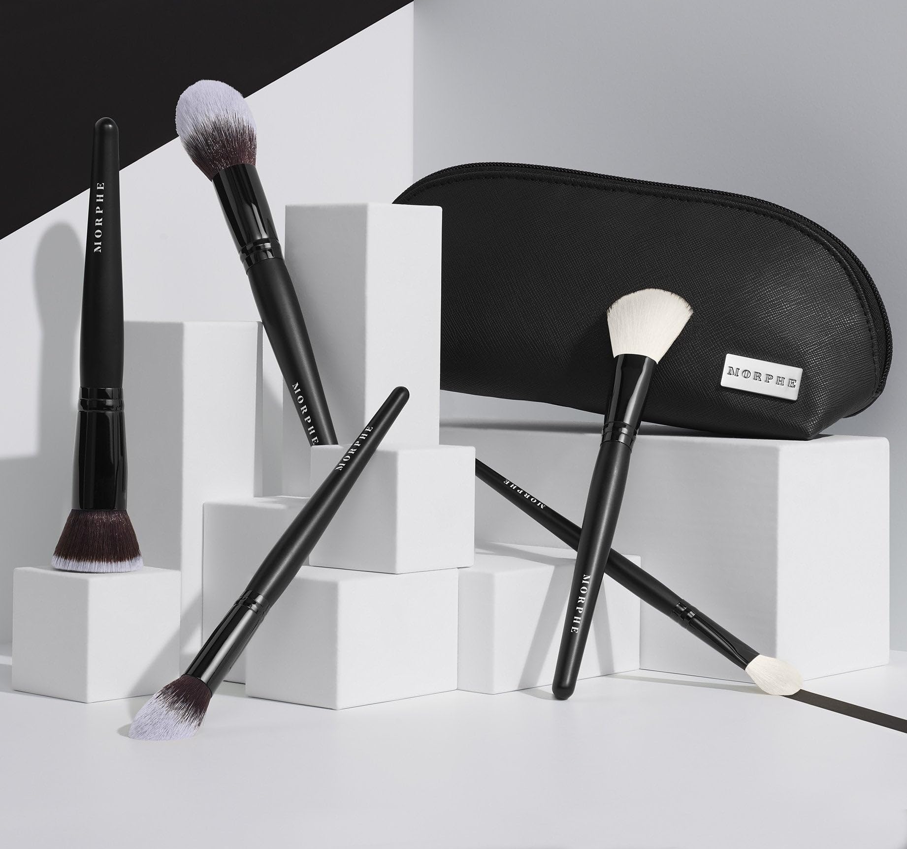 Morphe Face The Beat Makeup Brushes - 5 Piece Makeup Brush Set With Foundation, Blush, Contour & Blending Brushes - Made With Sy