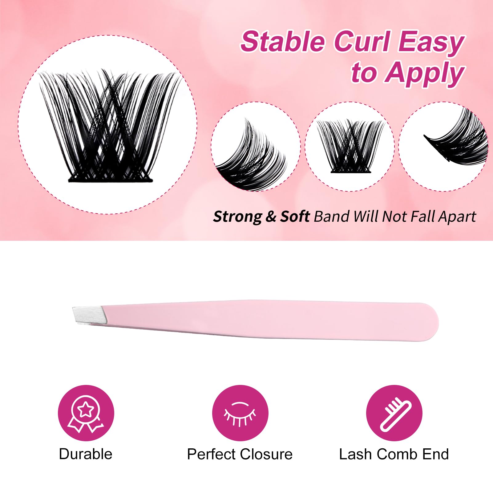 Fadlash Eyelash Extension Kit Lash Clusters Mix Tray Thin Band Diy Lash Extension Kit With Lash Bond And Seal Lash Tweezers Eyel