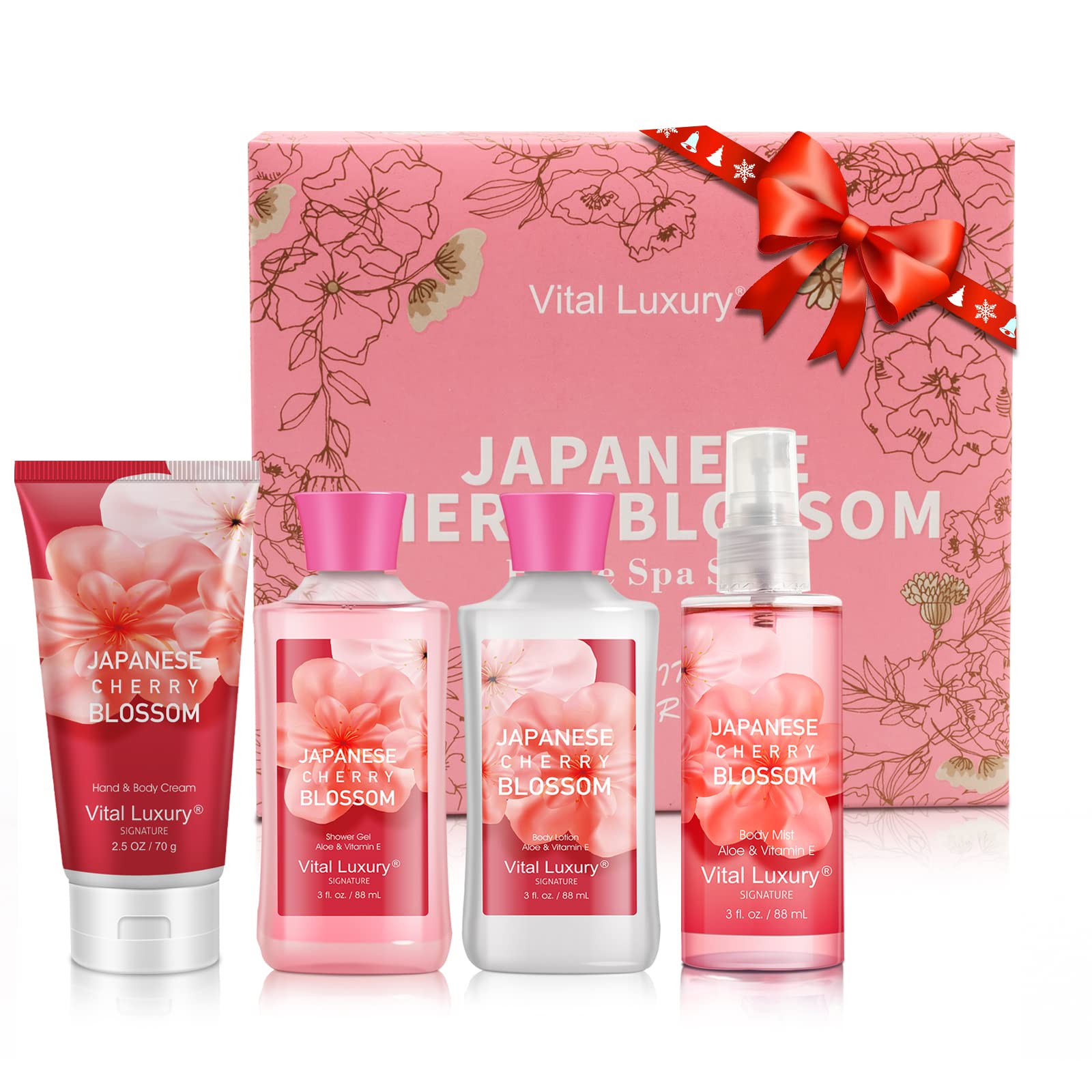 Vital Luxury Bath & Body Kit, 3 Fl Oz Travel Size, Ideal Skincare Relaxing Home Spa Set, Includes Body Lotion, Shower Gel, Body