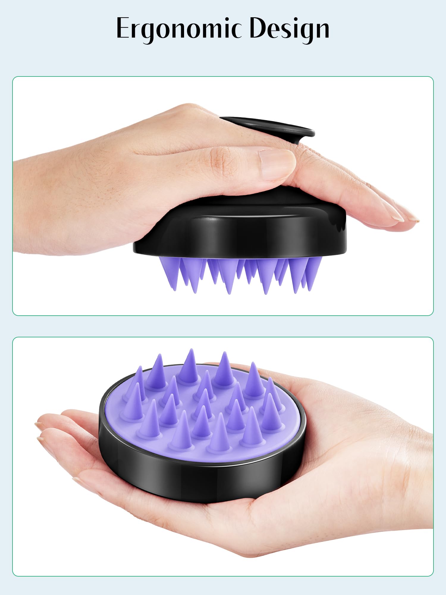 Heeta Scalp Massager Hair Growth 2-Pack, Soft Silicone Scalp Scrubber Shampoo Brush For Exfoliation Dandruff Removal Head Massag