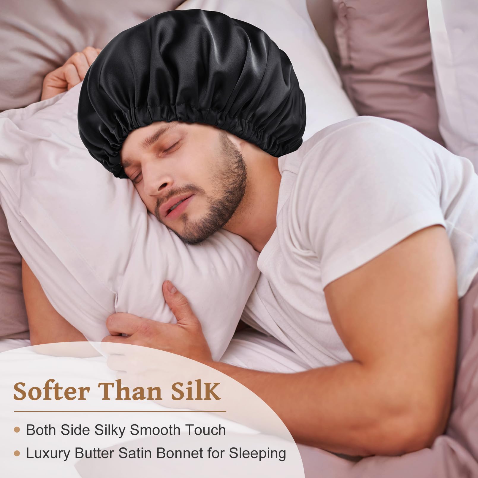 Silk Bonnet For Men Sleeping Satin Bonnet Hair Bonnets Double Layer Ajustable Bonnet Curly Braids Hair For Black Men And Women S