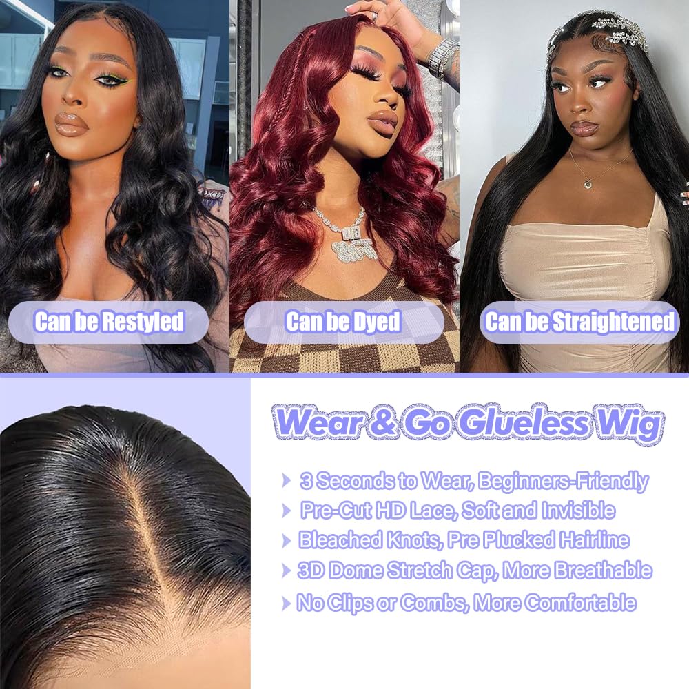 Fascara Glueless Wigs Human Hair 5X5 Body Wave Wear And Go Wigs Glueless Human Hair Wig Pre Plucked 20Inch Lace Front Wigs Human