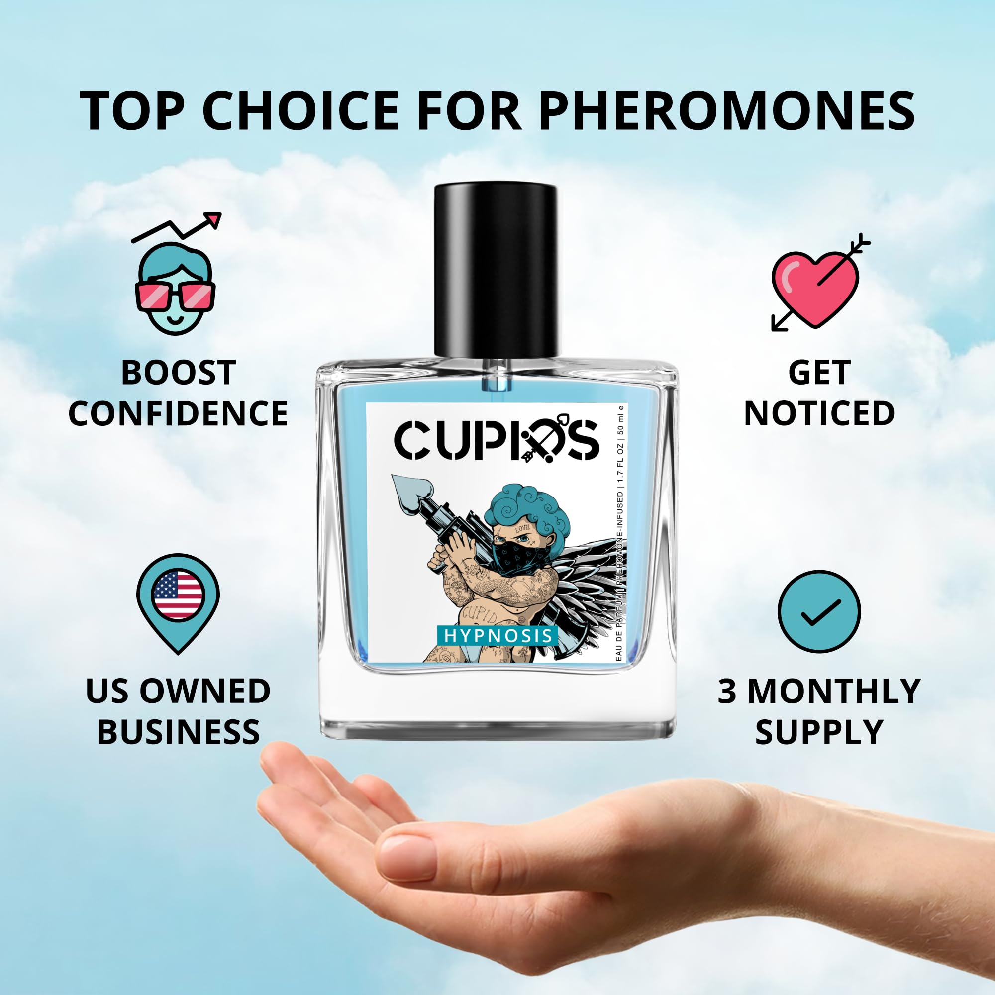 Cupids Original EDP Hypnosis 2.0 Pheromone Cologne for Men, 50ml - Infused Fragrance, Long-lasting Scent, Perfect Gift for Him