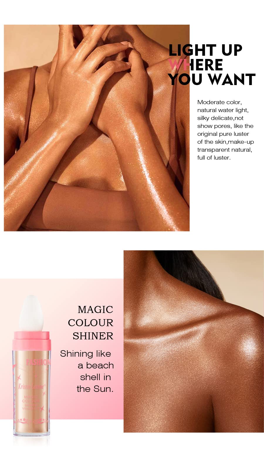 2 Pack Glitter Powder Highlighter Makeup, Body Brightens The Natural Three-Dimensional Face Blusher Patting Powder Highlighter.