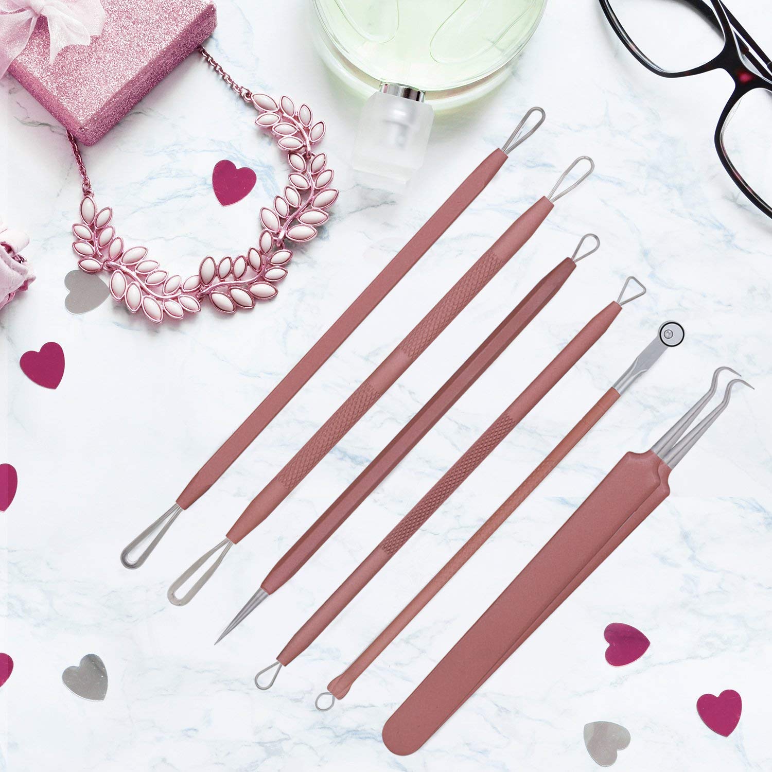 Jpnk Blackhead Remover Tool Comedones Extractor Acne Removal Kit For Blemish, Whitehead Popping, 6 Pcs Zit Removing For Nose Fac