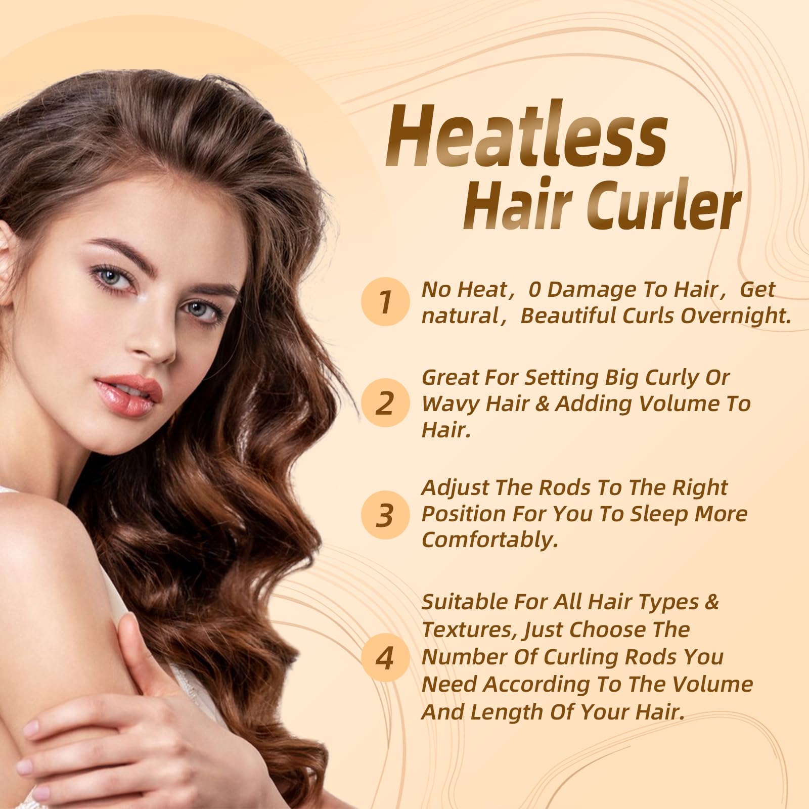 Heatless Hair Curler Rods For Overnight Satin Flexi Curls, Jumbo No-Heat Sleeping Styling Tools For All Hair Types - 3Pcs Green