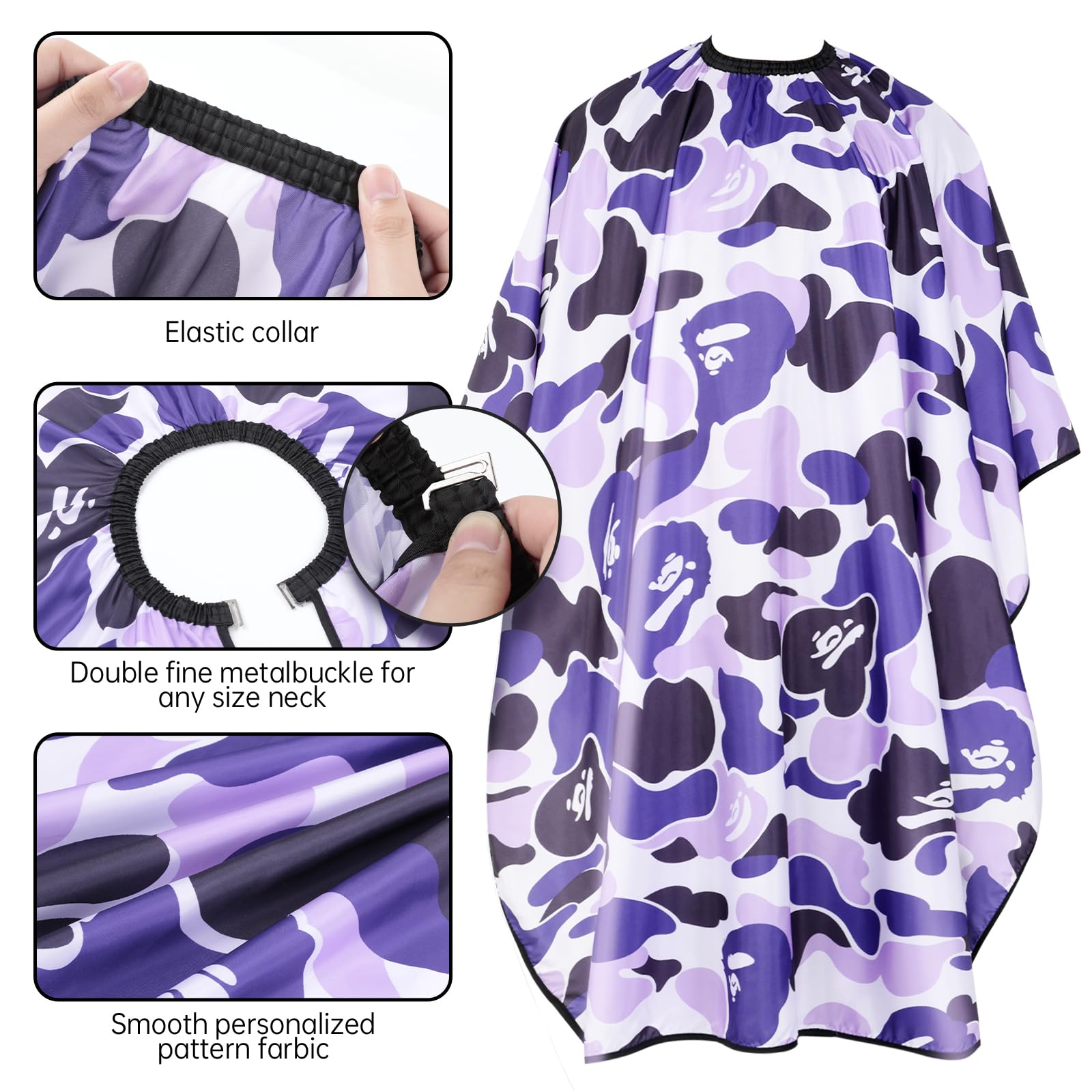 Fahaner Professional Hair Cutting Cape Waterproof Barber Cape For Men Polyester Hair Styling Cape With Elastic Neckline Adjustab