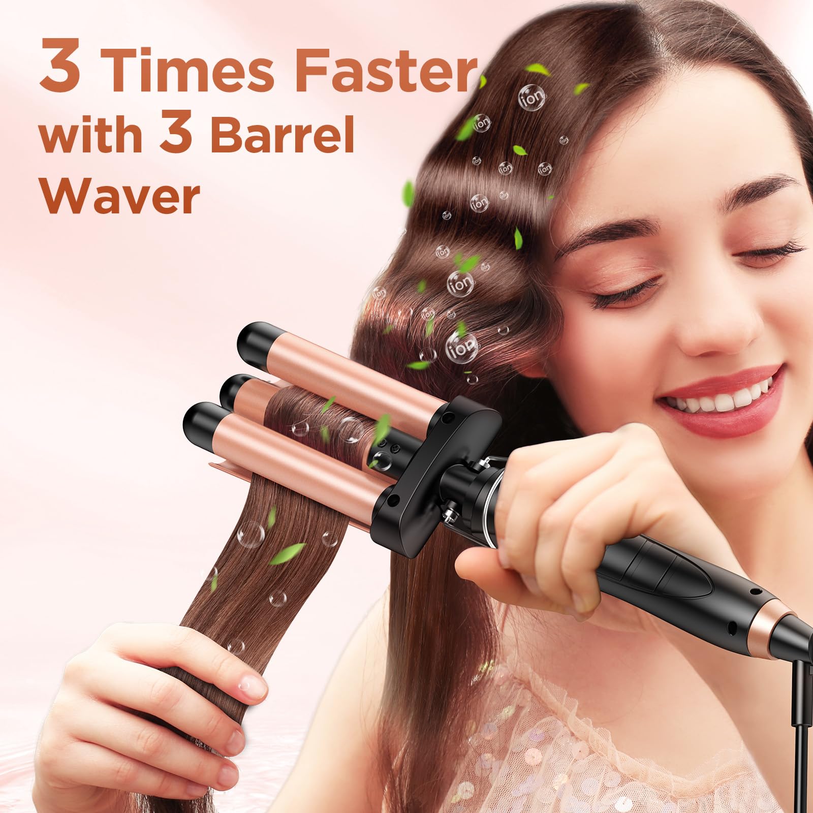 5 In 1 Wand Curling Iron-Kinked Curling Wand Set With Flat Iron Hair Straightener, 3 Barrels Hair Crimper, 3 Ceramic Curling Iro