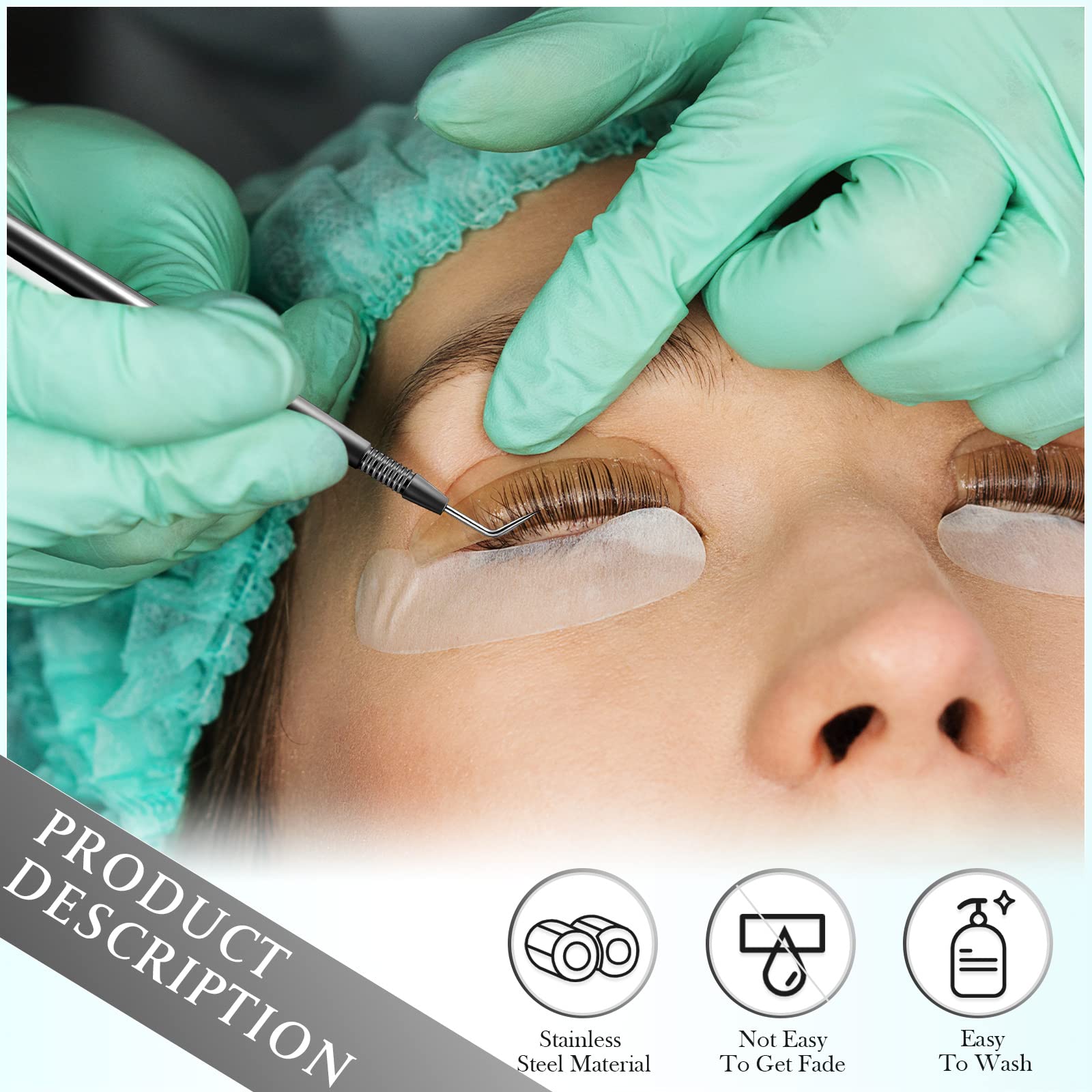 Chumia 2 Pieces Eyelash Lift Perm Tool Lash Separator Tint Tool Stainless Steel Metal Lash Lift Rods Tool For Eyelash Eyebrow Pe