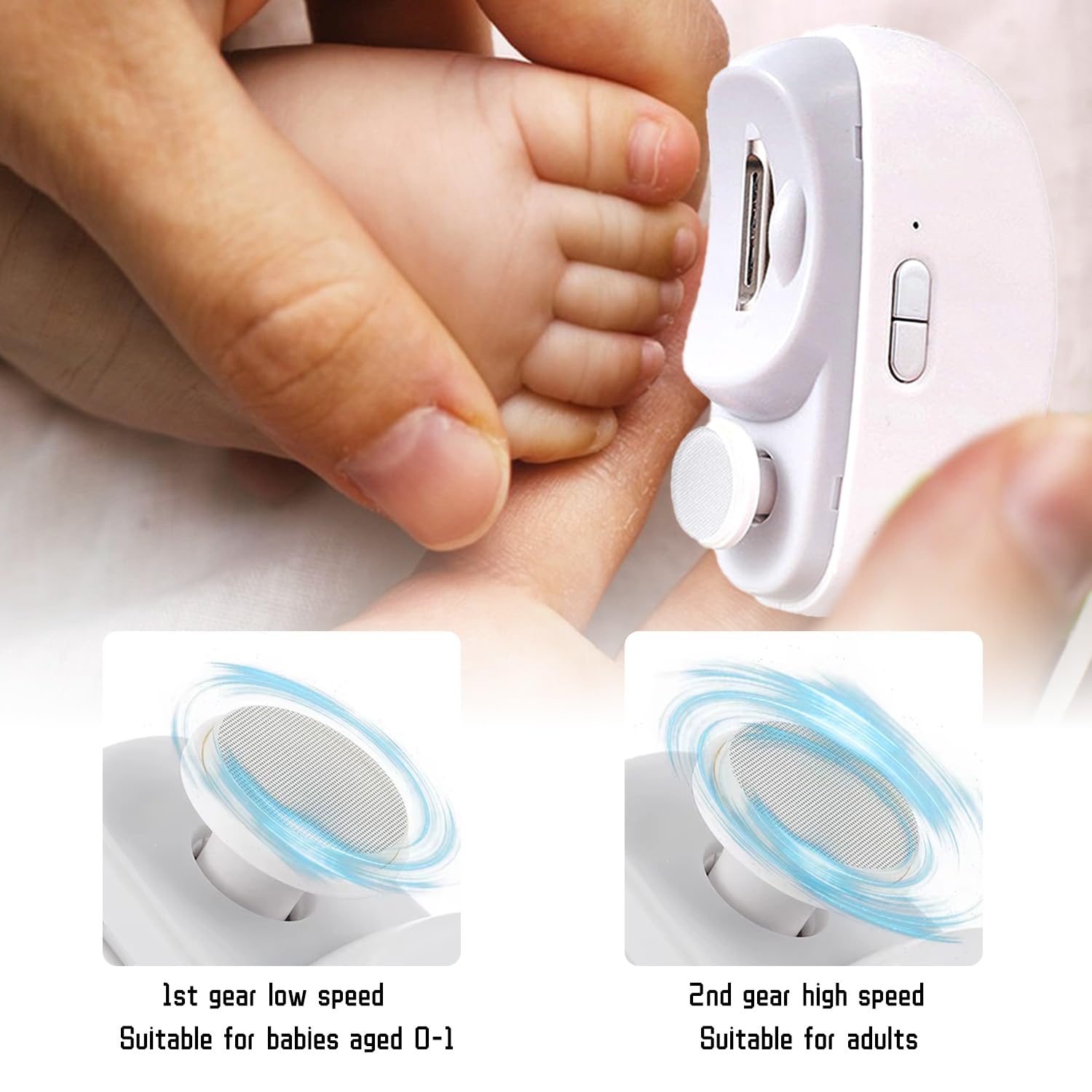 3 In 1 Electric Nail Clipper, Automatic Nail Clippers 2 Speeds With Led Light & Usb Rechargeable Safety Fingernail Trimmer For B