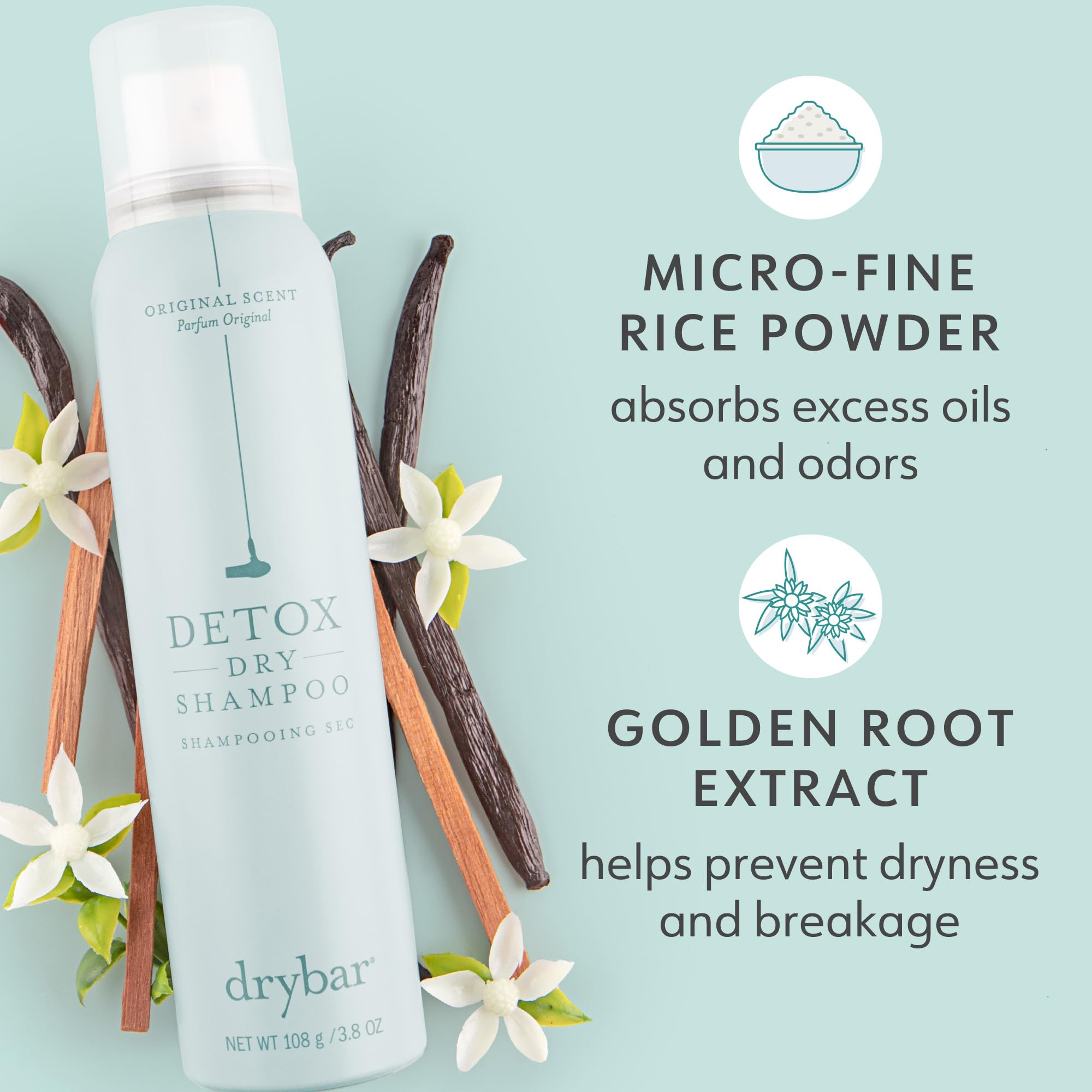 Drybar Detox Dry Shampoo Original Scent - Travel Size | Absorbs Excess Oil, Leaves Hair Looking And Feeling Clean & Refreshed Wi
