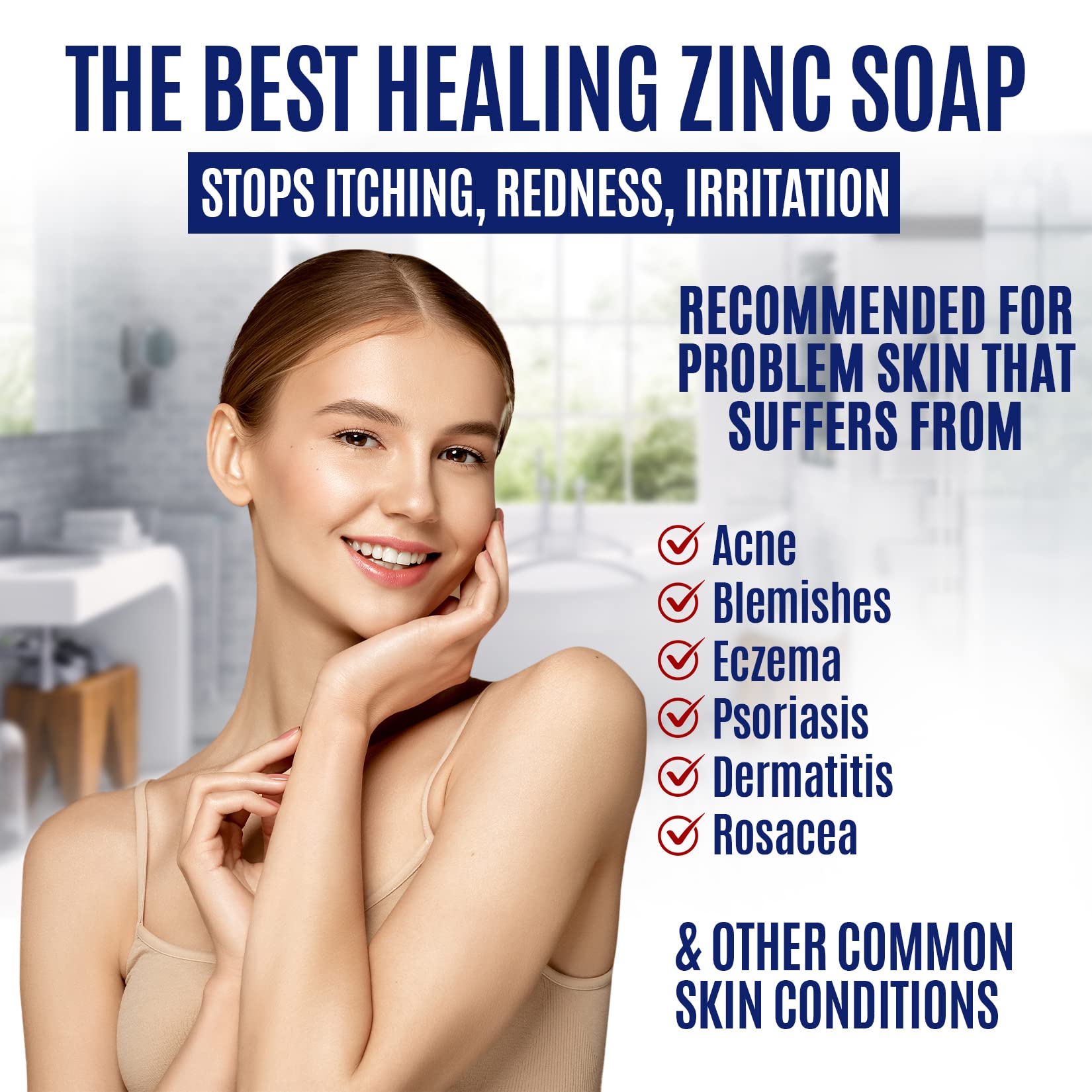 Pyrithione Zinc Soap Bar For Face & Body, 4Oz | Medicated 2% Znp Bar Soap Skin Therapy Cleanser For Acne, Rosacea, Eczema, Derma