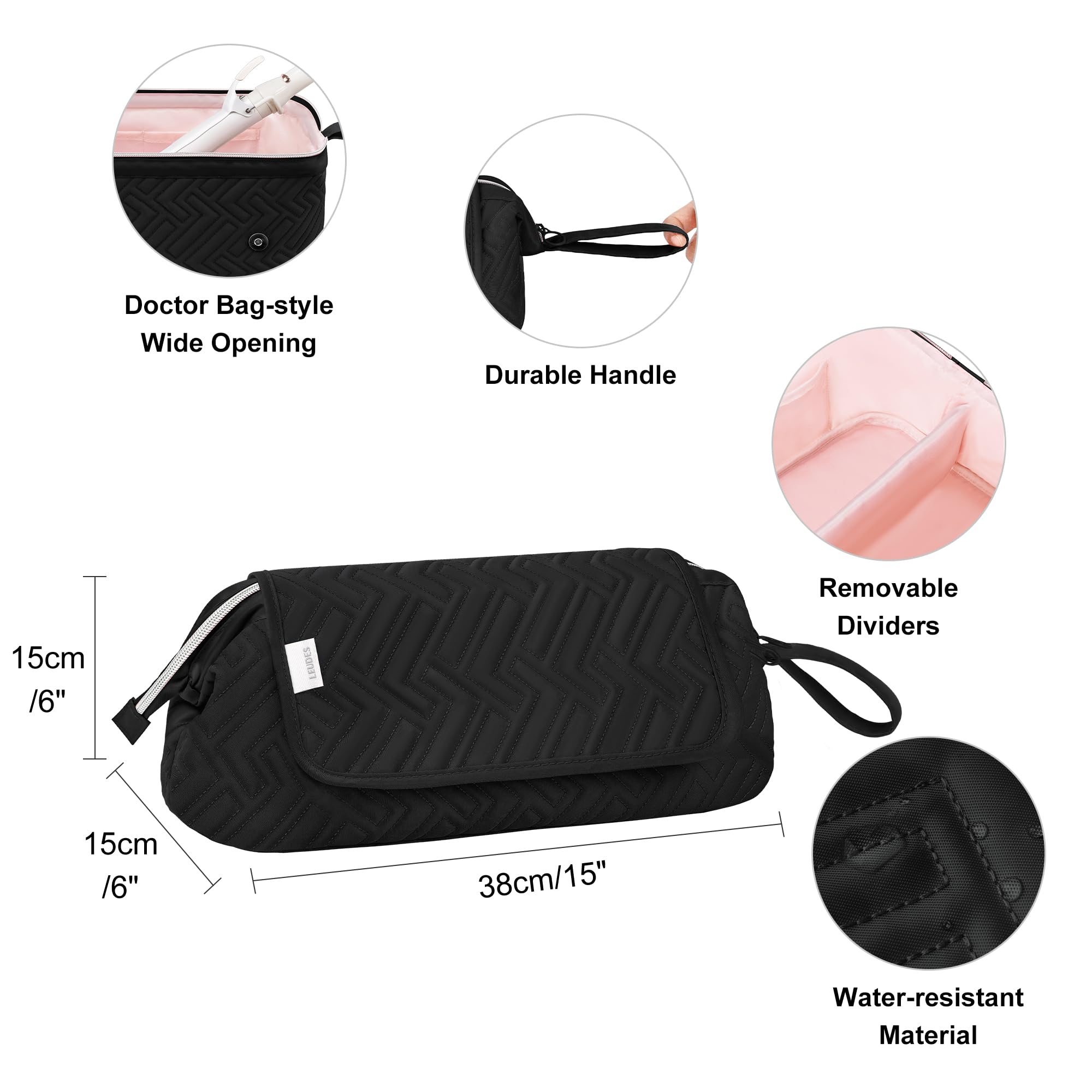 Leudes Hair Tools Travel Bag For Women Heat Resistant Mat For Travel Essentials Hot Tools Straighteners,Flat Irons,Curling Iron,