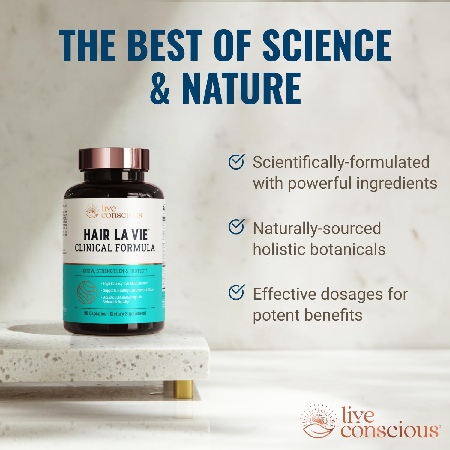 Hair La Vie Hair Growth Vitamins for Women & Men - Biotin 5000mcg, Collagen, Saw Palmetto - 90 Count Healthy Supplement