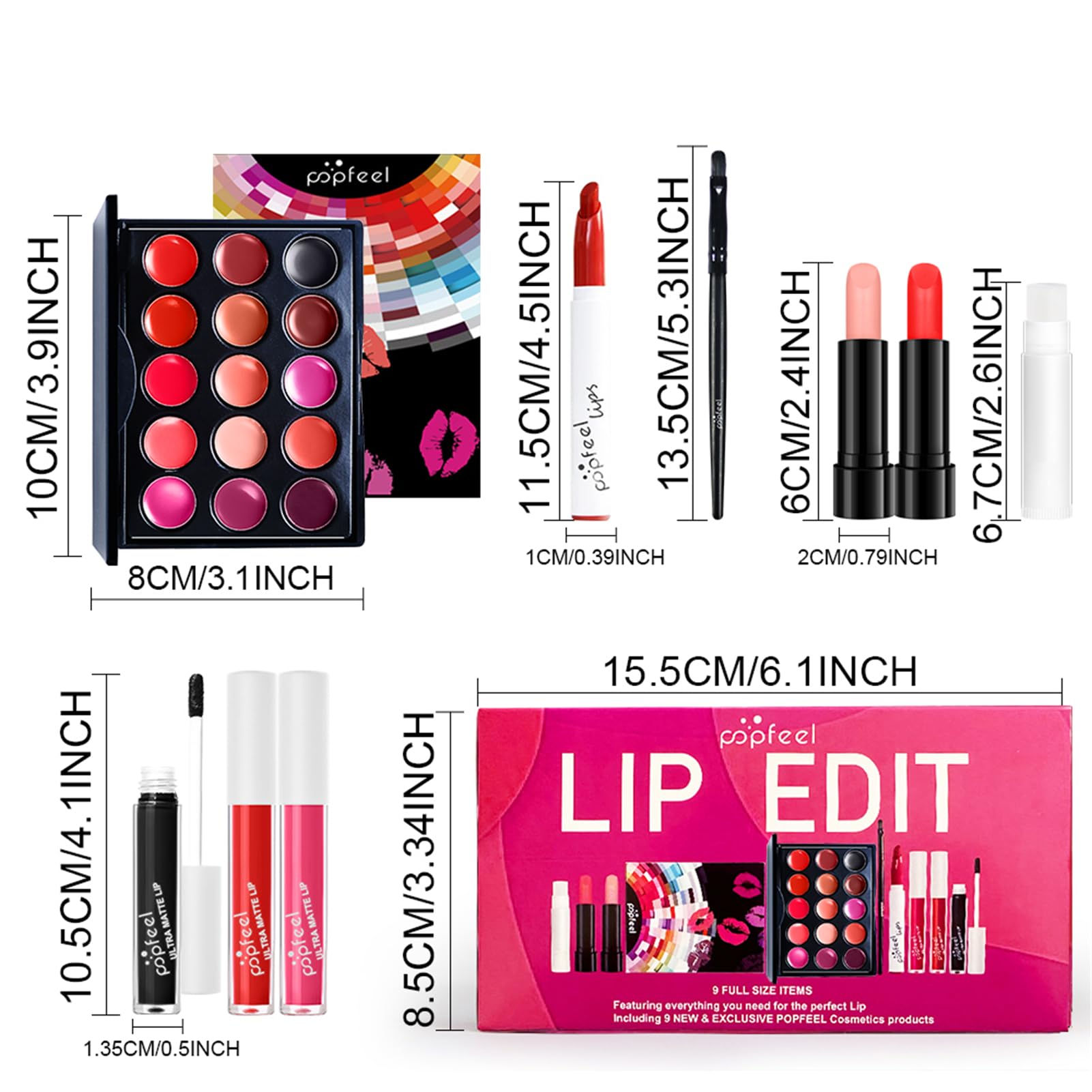 Lip Makeup Kits For Women, Lip Makeup Set For Beginners,Valentine'S Day Gifts For Women Girls, Lip Cosmetics Essential Bundle In