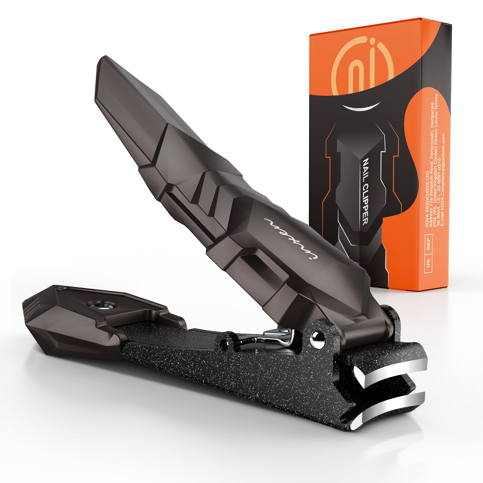 INXEN Nail Clippers for Men with Catcher, Sharp Heavy Duty No Splash Self-Collecting Nail Clippers, Stainless Steel Nail Clipper