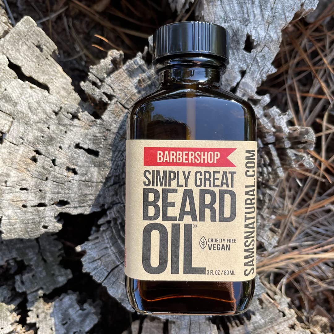 Simply Great Beard Oil - Barbershop Scented Beard Oil - Beard Conditioner 3 Oz Easy Applicator - Natural - Vegan And Cruelty Fre