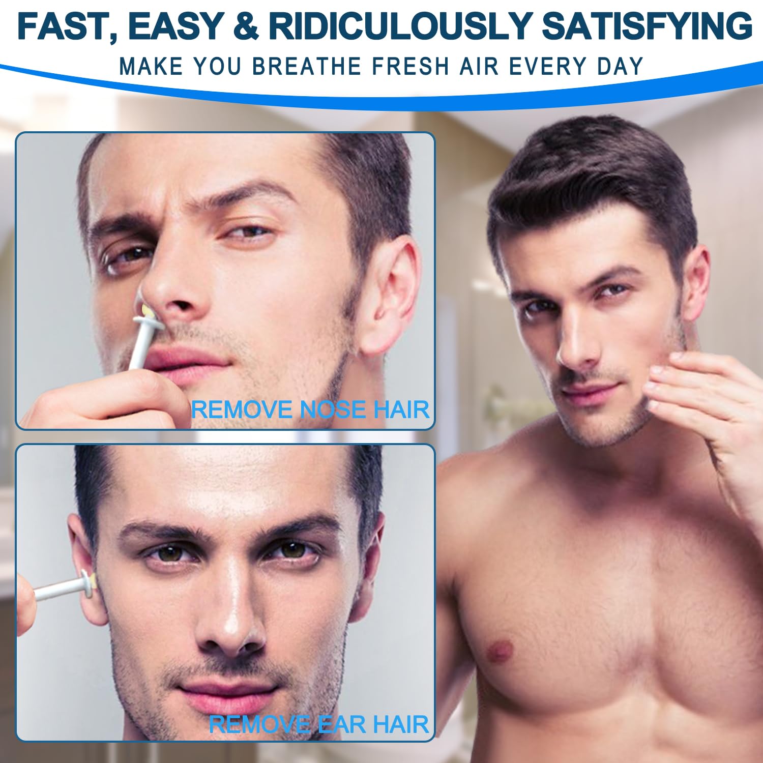 Hypoallergenic Nose And Ear Waxing Kit For Men And Women - 120G With 42 Wax Sticks, 21 Post-Waxing Wipes, 21 Mustache Guards By