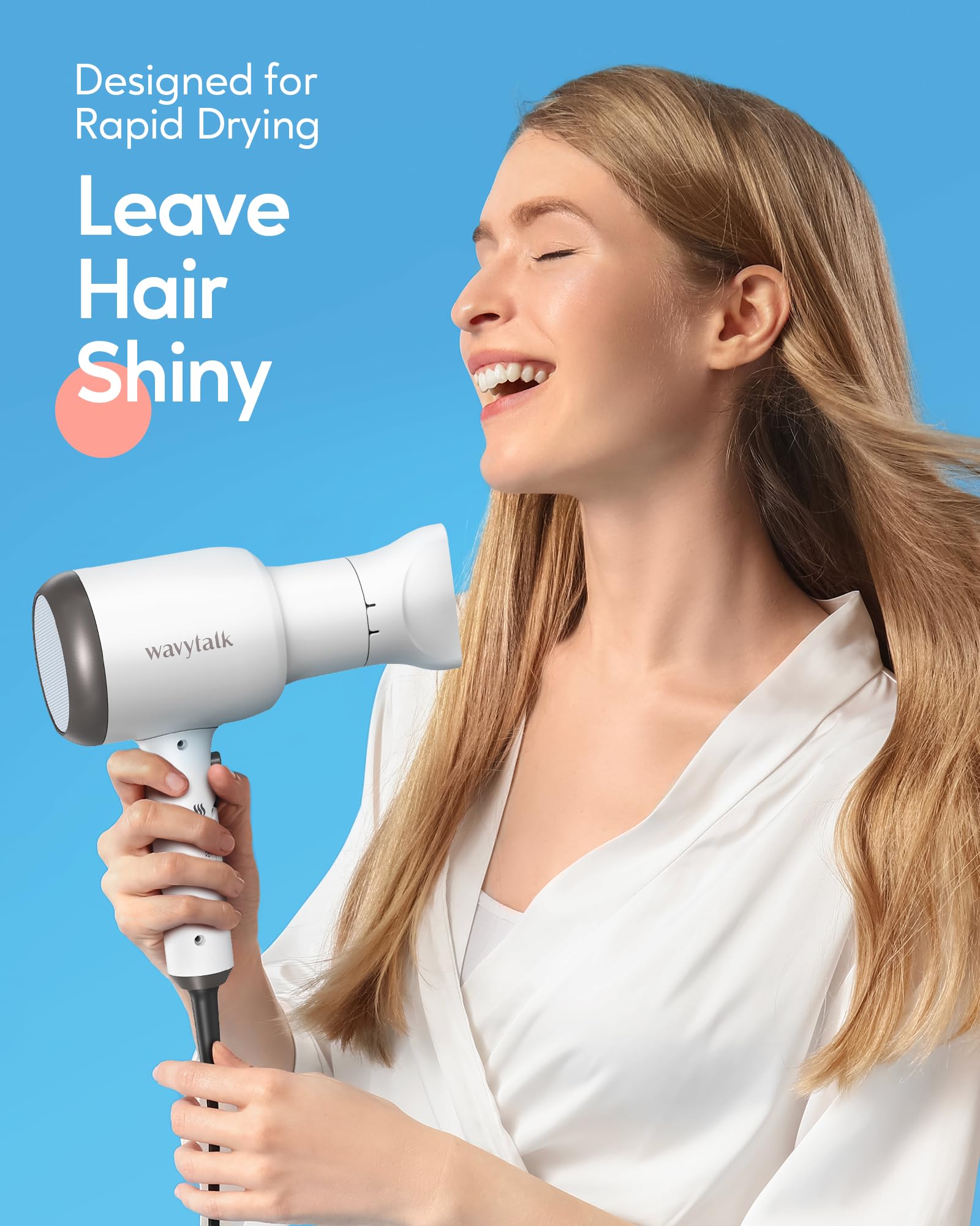 Wavytalk Hair Dryer With Diffuser And Concentrator Professional 1875 Watt Negative Ions Dryer Fast Drying Light And Quiet With C