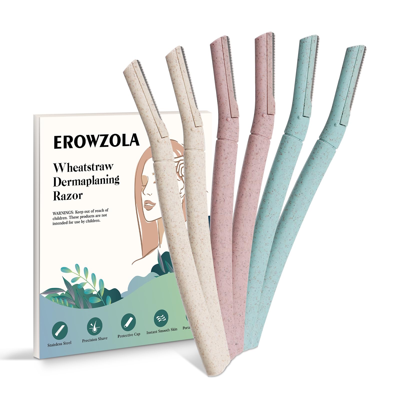 EROWZOLA Dermaplaning Tool, Eyebrow Razors for Women and Men, Eyebrow Trimmer with Precision Cover Facial Shaver, Face Hair Remo
