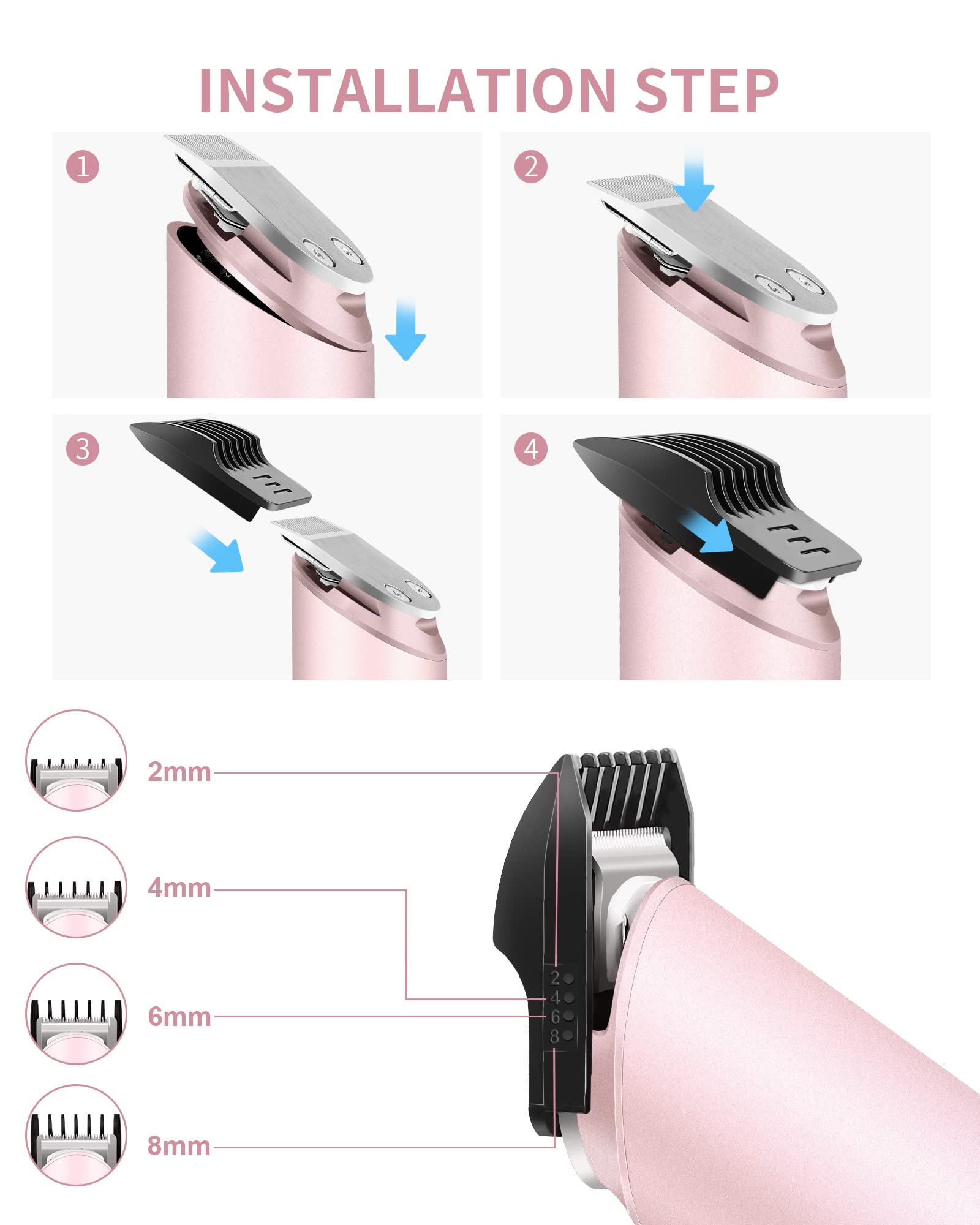 Pritech Hair Trimmer For Women, Waterproof Bikini Trimmer, Rechargeable Pubic Hair Clippers And Trimmer, Electric Shaver For Wom
