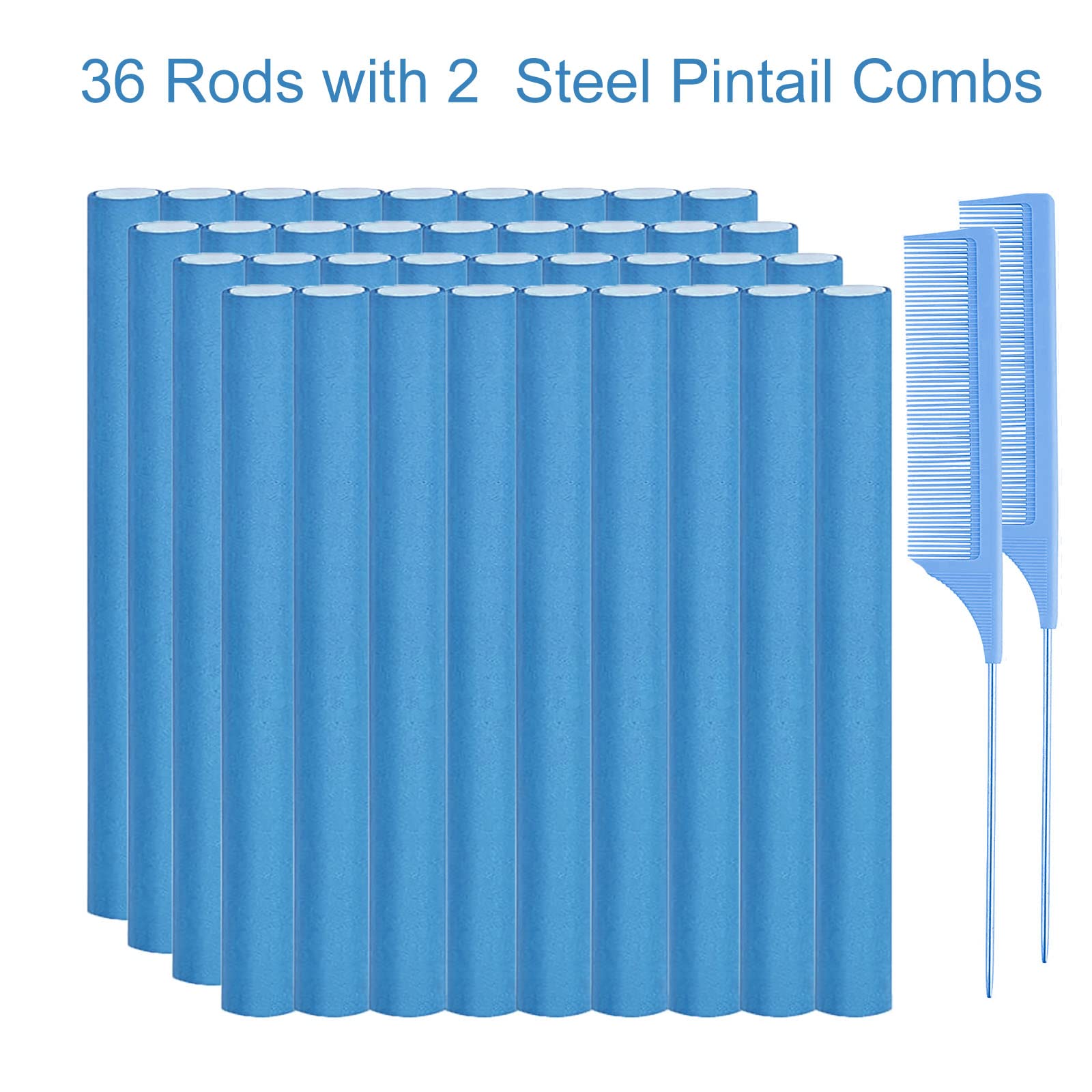 36 Flexi Rods Hair Rollers, Flexible Foam Curling Rods For Long & Short Hair Twist - No Heat Bendy Rollers With 2 Steel Pintail
