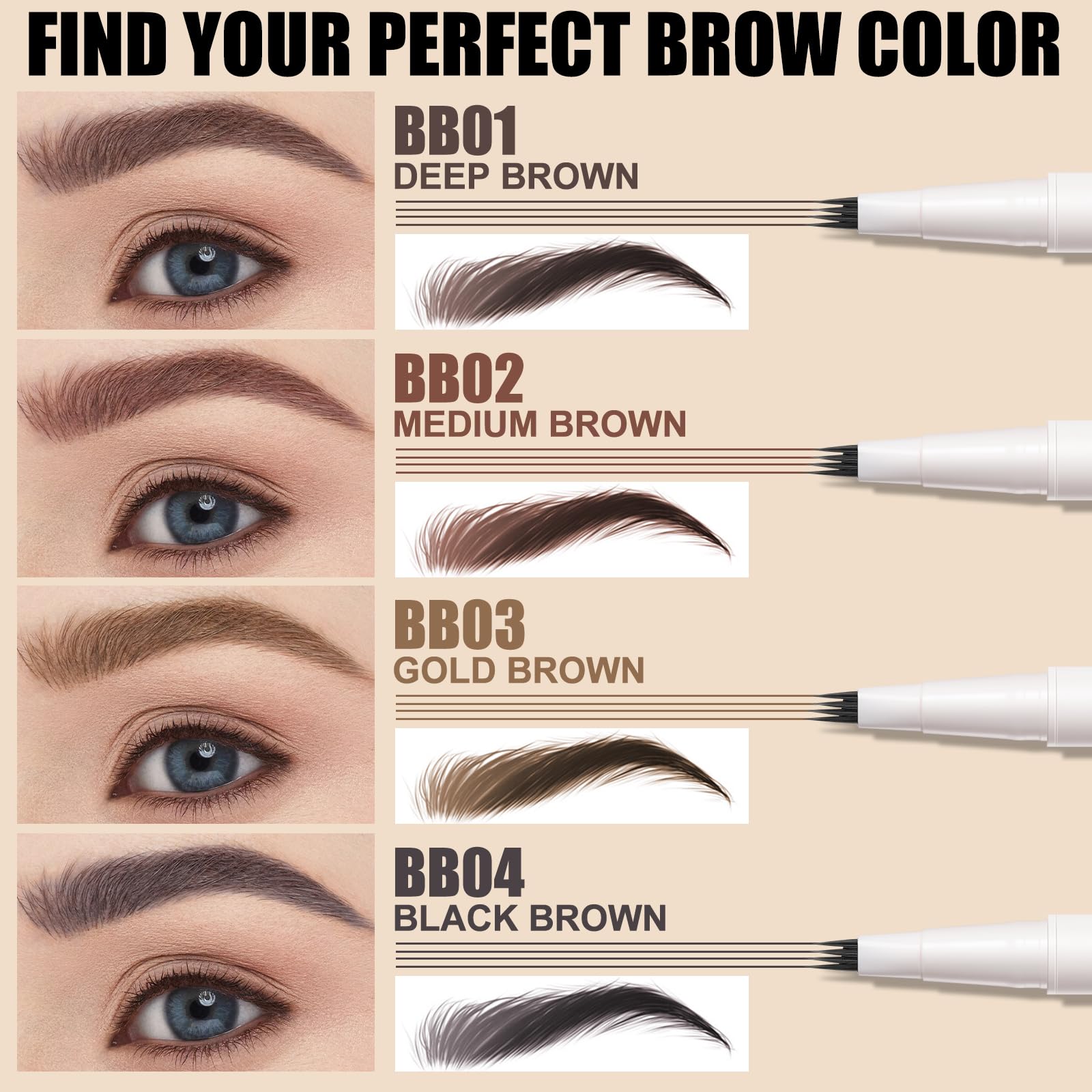Focallure Fluffmax Tinted Liquid Eyebrow Pen, Eyebrow Microblading Pen With A Micro-Fork Tip Applicator, Long-Lasting, Smudge-Pr