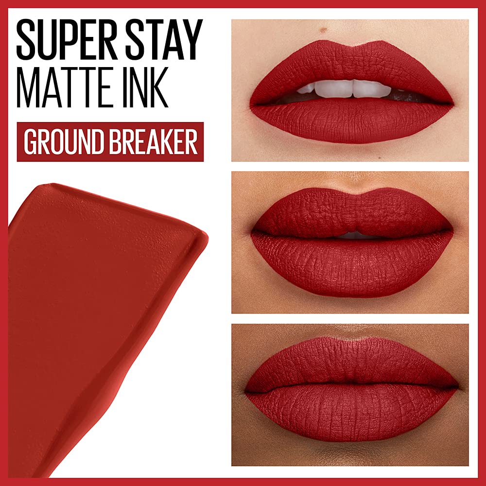 Maybelline Super Stay Matte Ink Liquid Lipstick Makeup, Long Lasting High Impact Color, Up To 16H Wear, Ground-Breaker, Maple Le