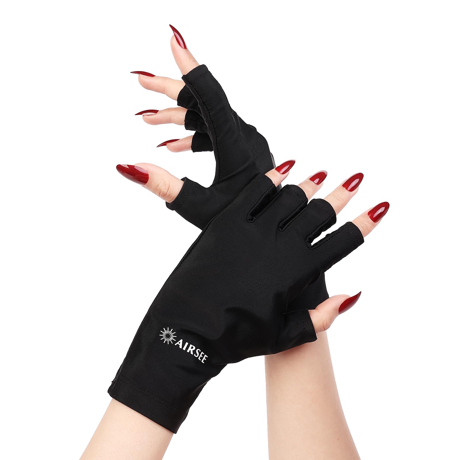 AIRSEE Breathing UV Gloves for Nail Gel,Professional UPF50+ Protection Gloves for UV Lamp, Ice Silk Cloudy Soft Fingerless Glove