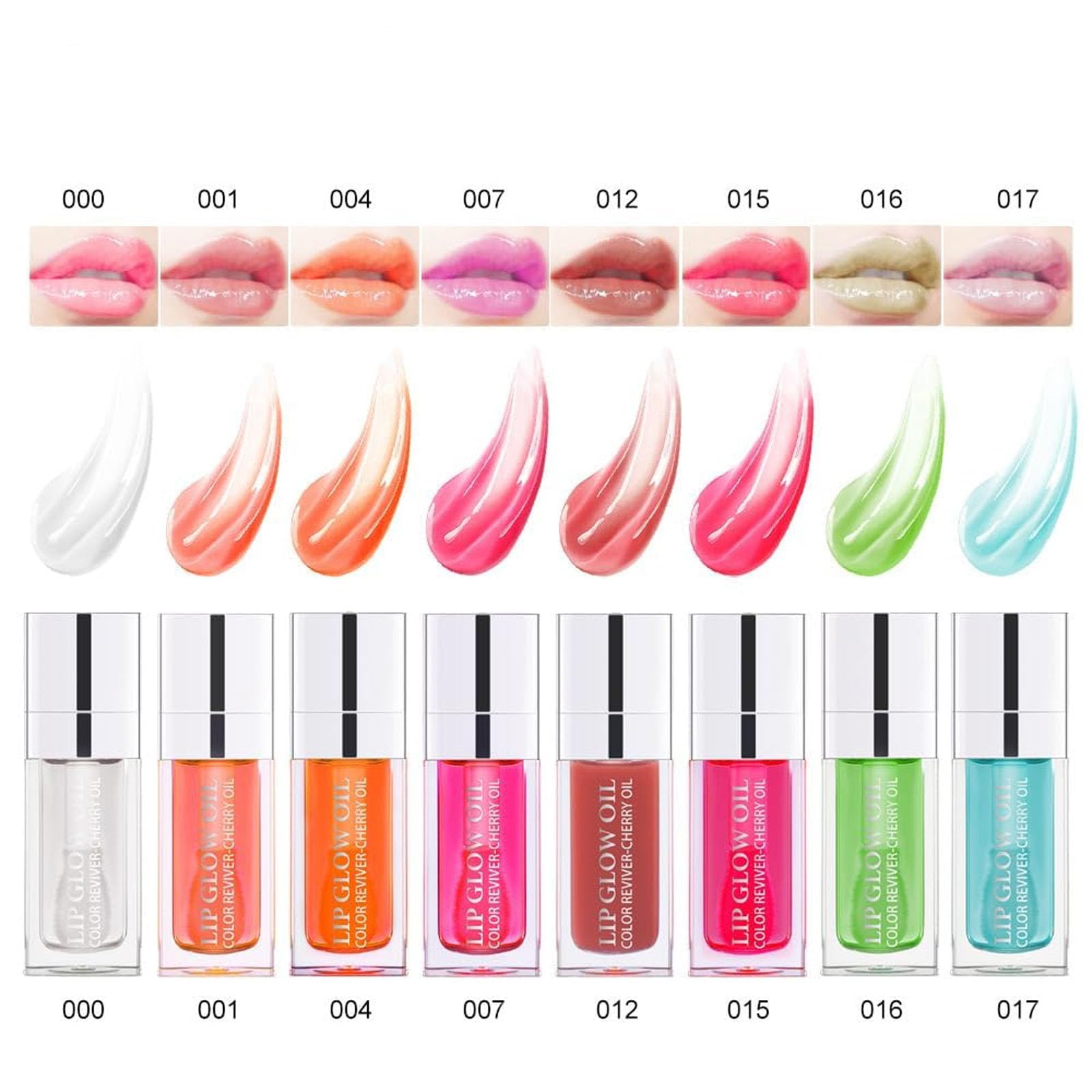 Hydrating Lip Glow Oil, Lip Oil Gloss Transparent Toot Tinted Nourishing Long Lasting Repairing Lightening Lip Lines (Clear) 0.2