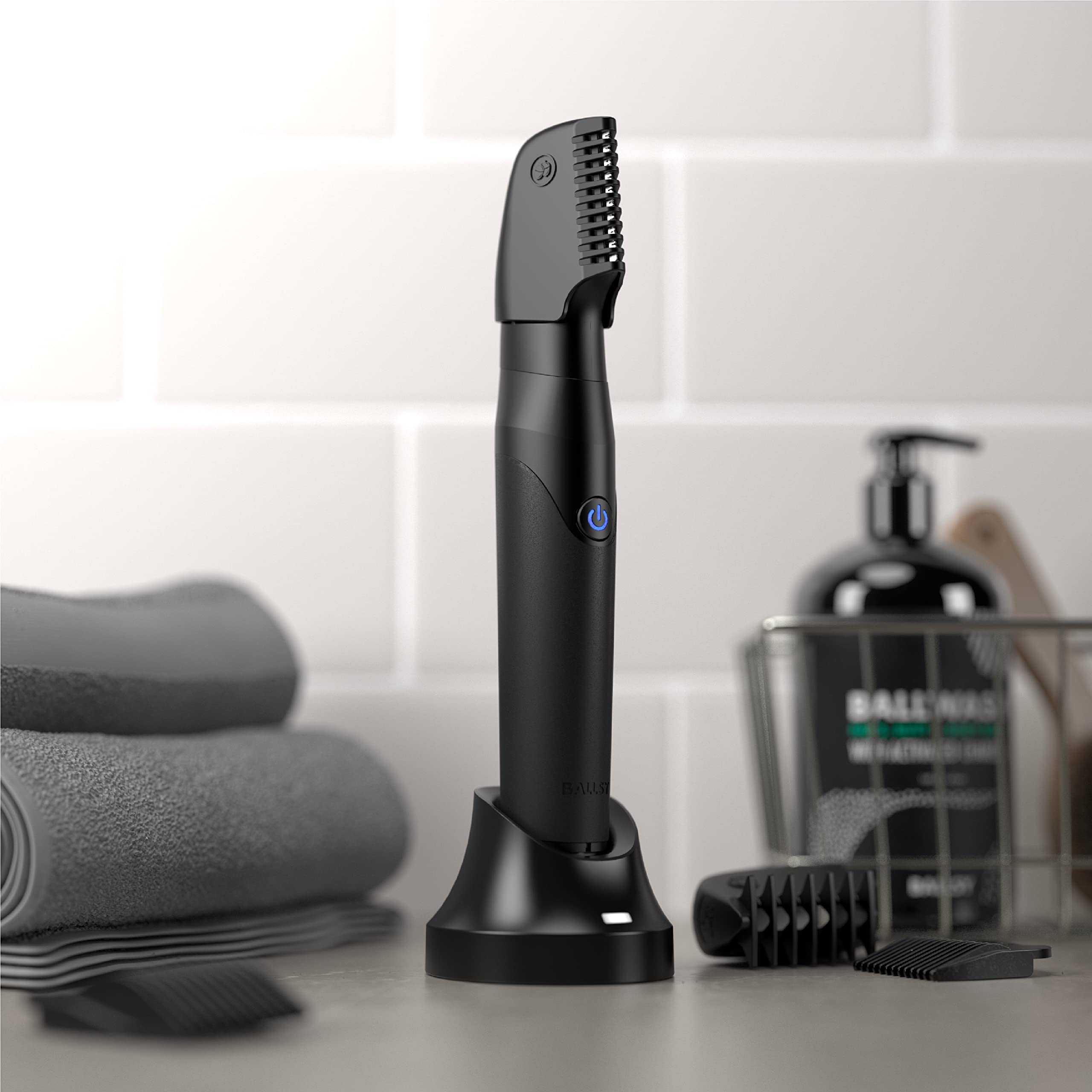Ballsy B2 Groin & Body Trimmer for Men, Waterproof, Cordless, Includes 2 Heads, Black, Model BSY-FGS-A003-01-AA1US