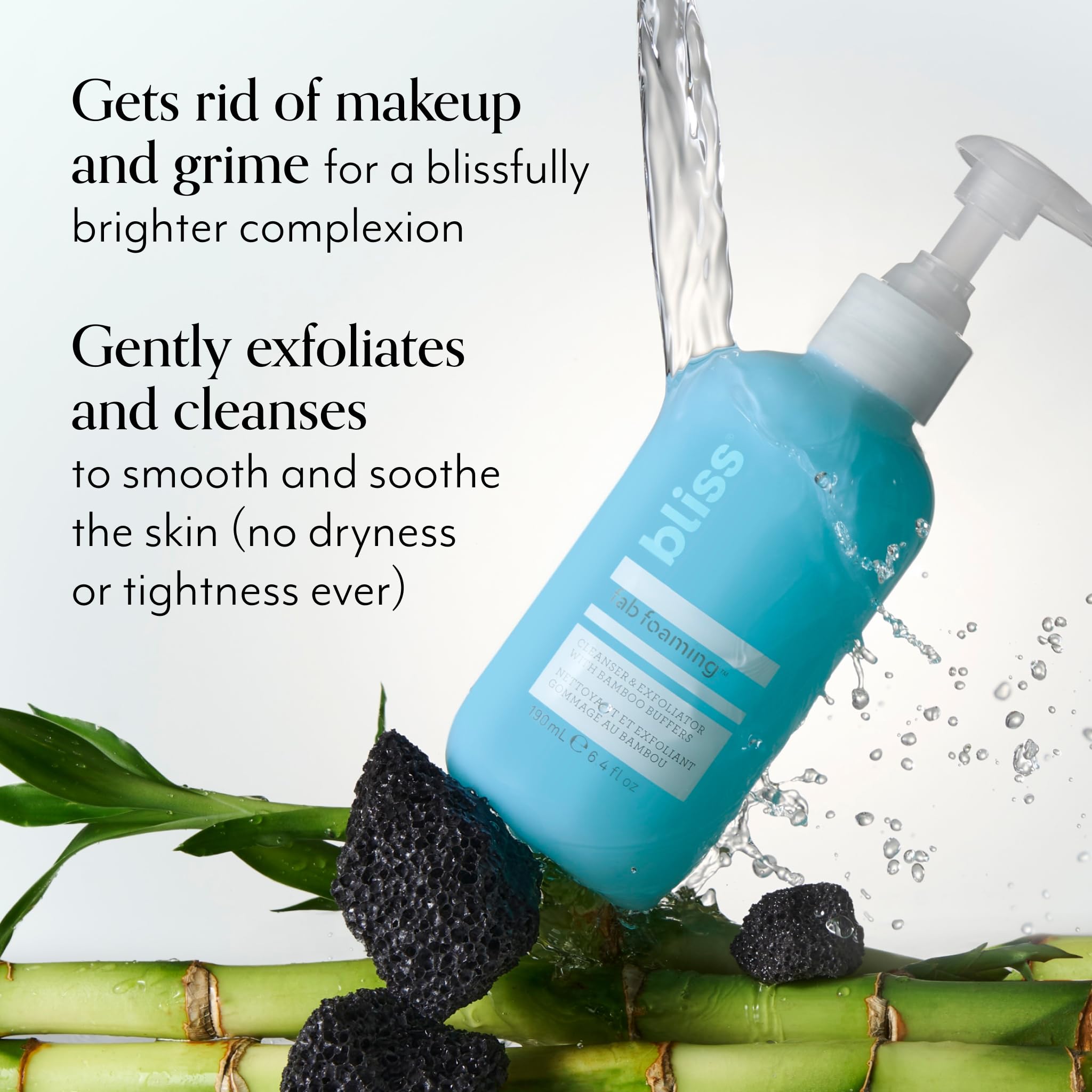 Bliss Pro Fab Foaming 2-In-1 Cleanser And Exfoliator With Bamboo Buffers - 17.2 Fl Oz - Oil-Free Gel Face Wash - Makeup Remover