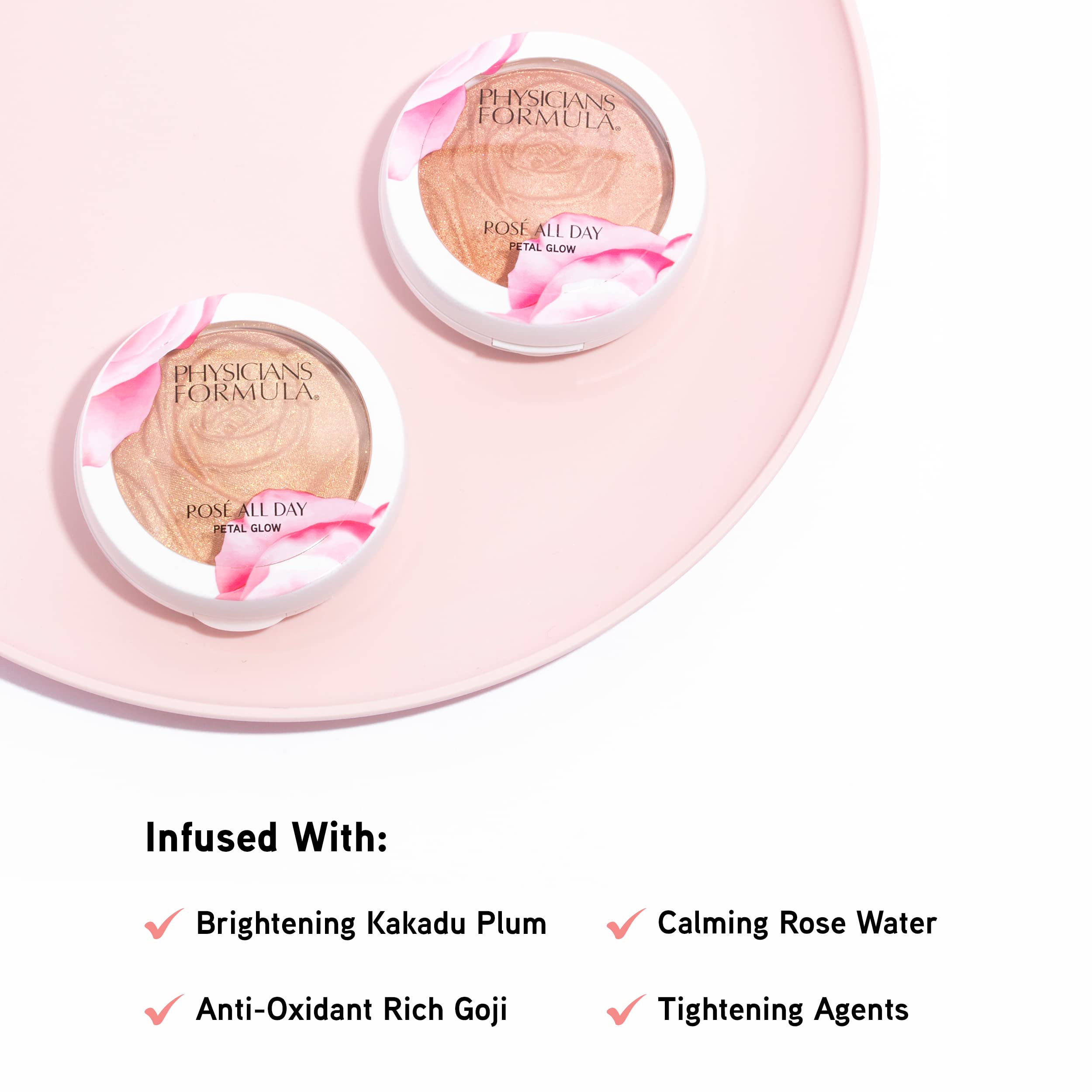 Physicians Formula Ros   All Day Highlighter Blush Face Powder Shimmer Petal Glow, Pink Freshly Picked, Dermatologist Tested, Cl