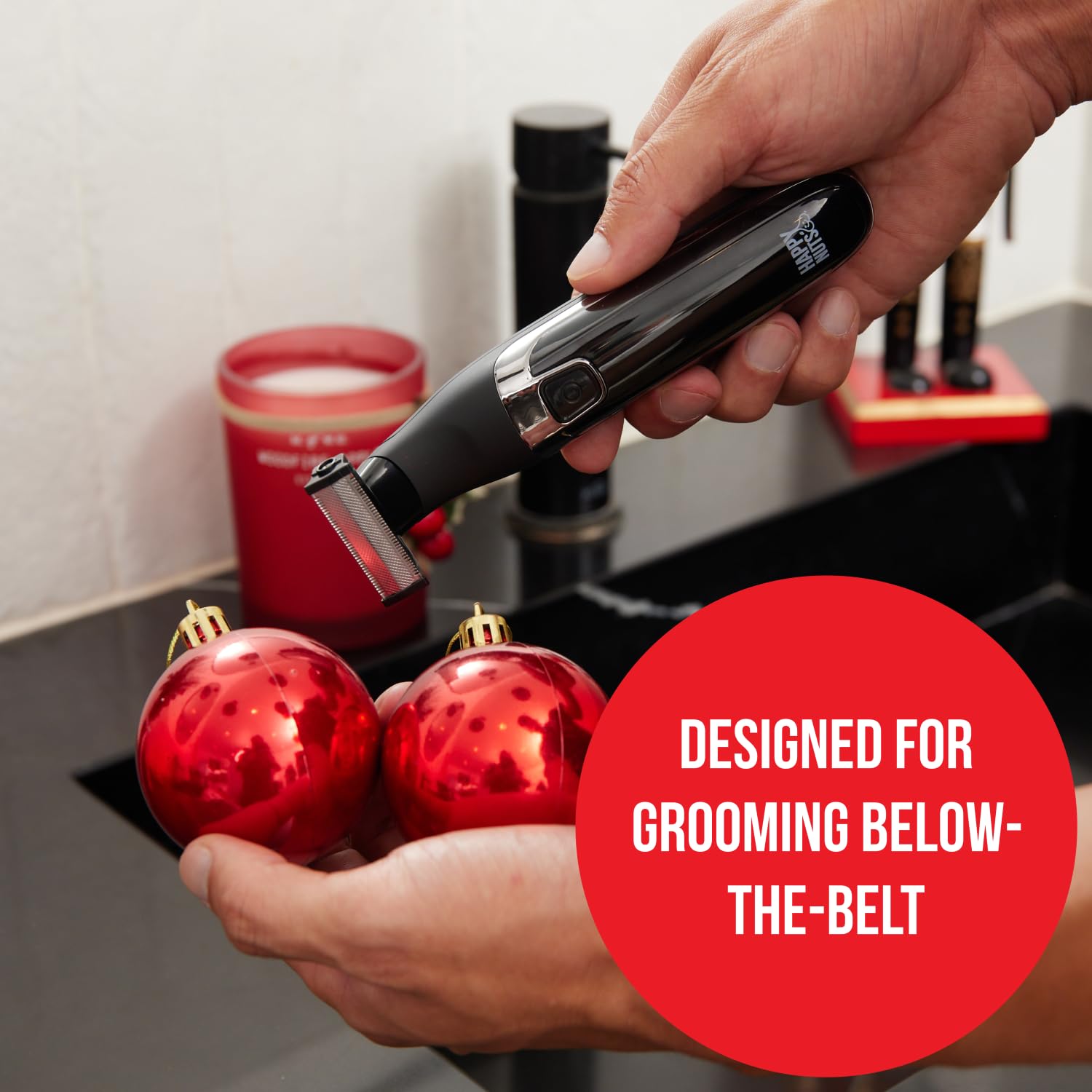 Happy Nuts The Ballber Electric Body Hair Trimmer For Men - Mens Body Groomer Kit For Privates - Waterproof Shaver For Hard To R