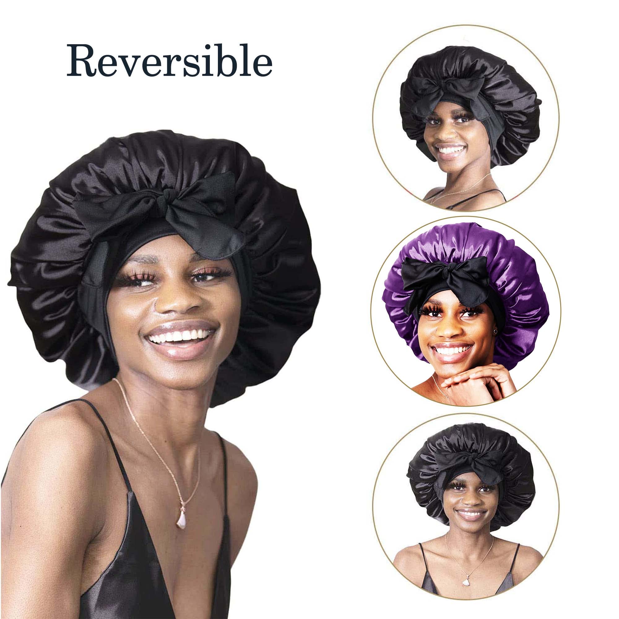 BONNET QUEEN Silk Bonnet for Sleeping Women Hair Bonnet REVERSIBLE Double Layer Satin Bonnet Tie Bonnet Sleep Satin Hair Wrap Ni