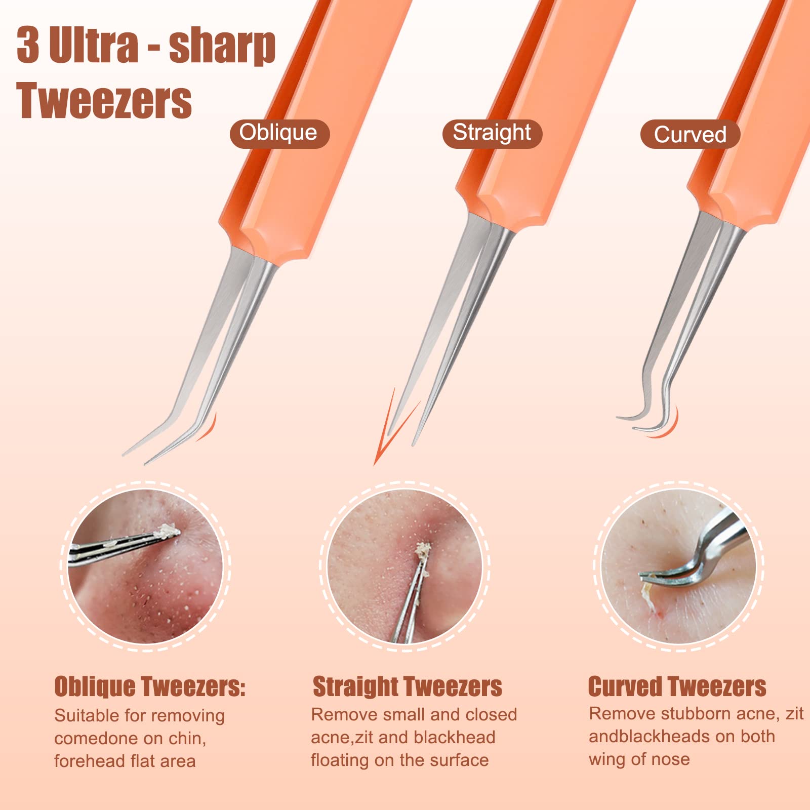 Blackhead Remover Tools, Morgles 15Pcs Pimple Popper Tool Kit Professional Stainless Comedone Pimple Extractor Tool For Blackhea