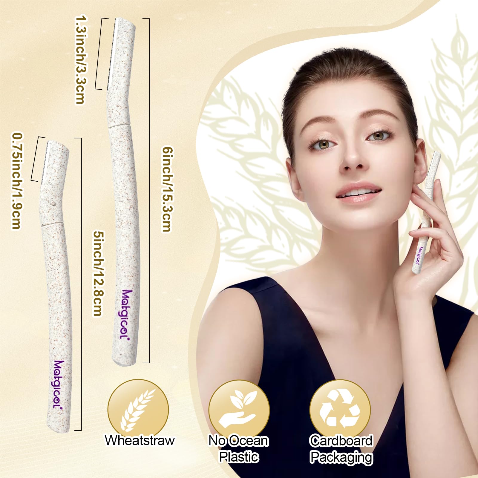 Eco-Friendly Women'S Dermaplaning Razor - Multipurpose Exfoliating Tool With Anti-Cut Blades & Biodegradable Handle For Silky Sk