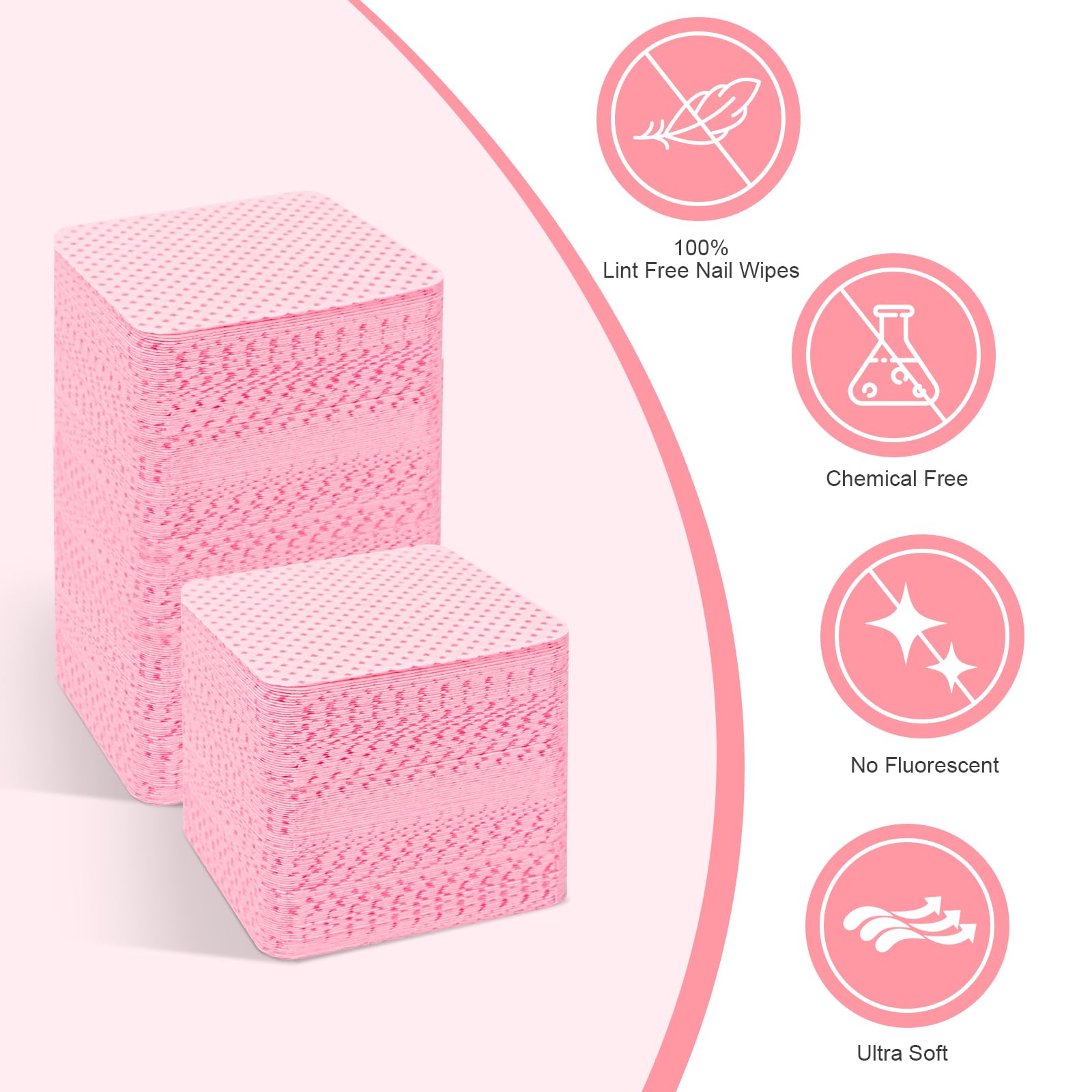 Lint Free Nail Wipes, 540Pcs Nail Supplies Nail Polish Remover Wipes, Super Absorbent Soft Nail Wipes For Fingernail Polish Remo