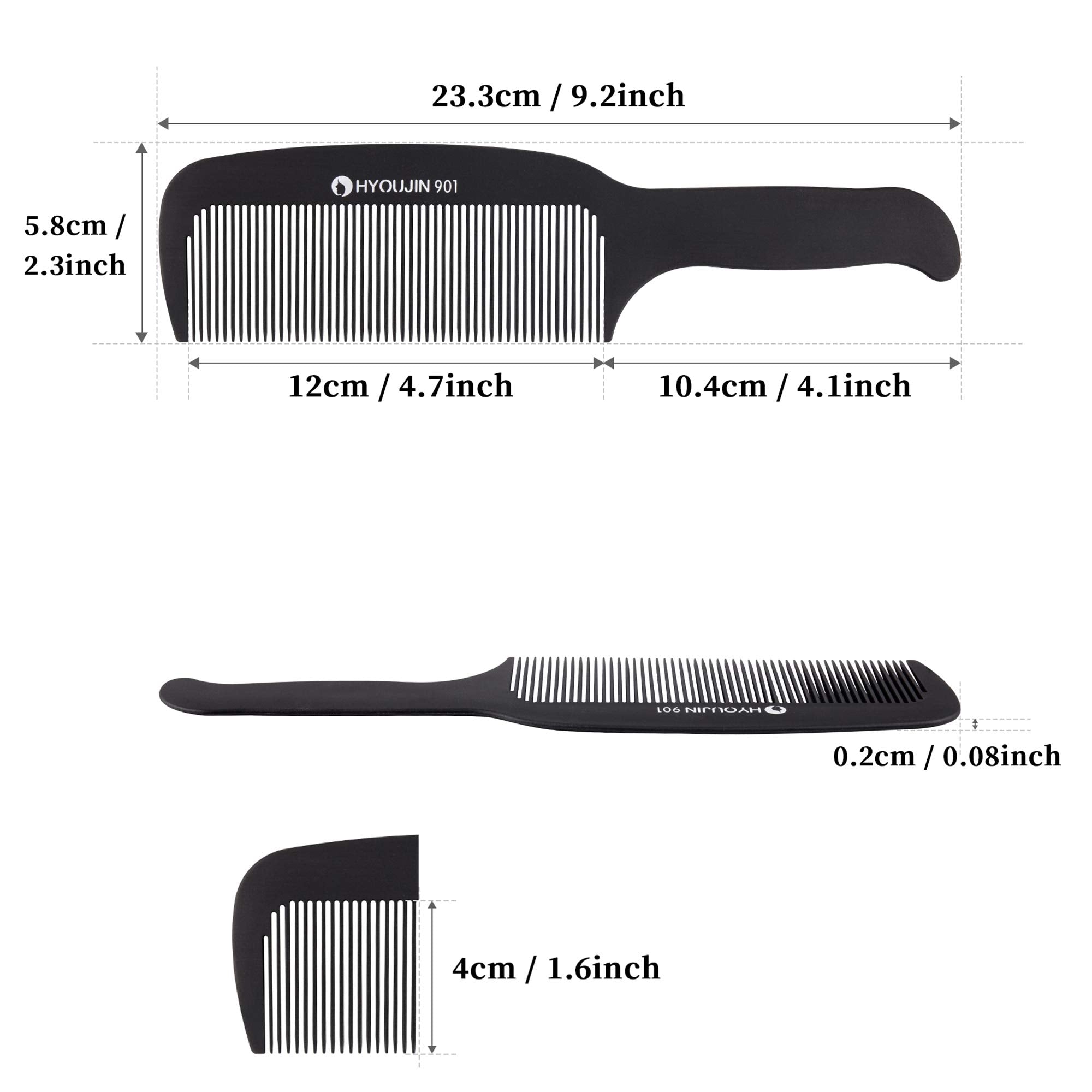 Hyoujin 901 Black Carbon Flat Top Clipper Comb 230? Heat Resistant Hair Cutting Combs Great For Clipper-Cuts And Flattops