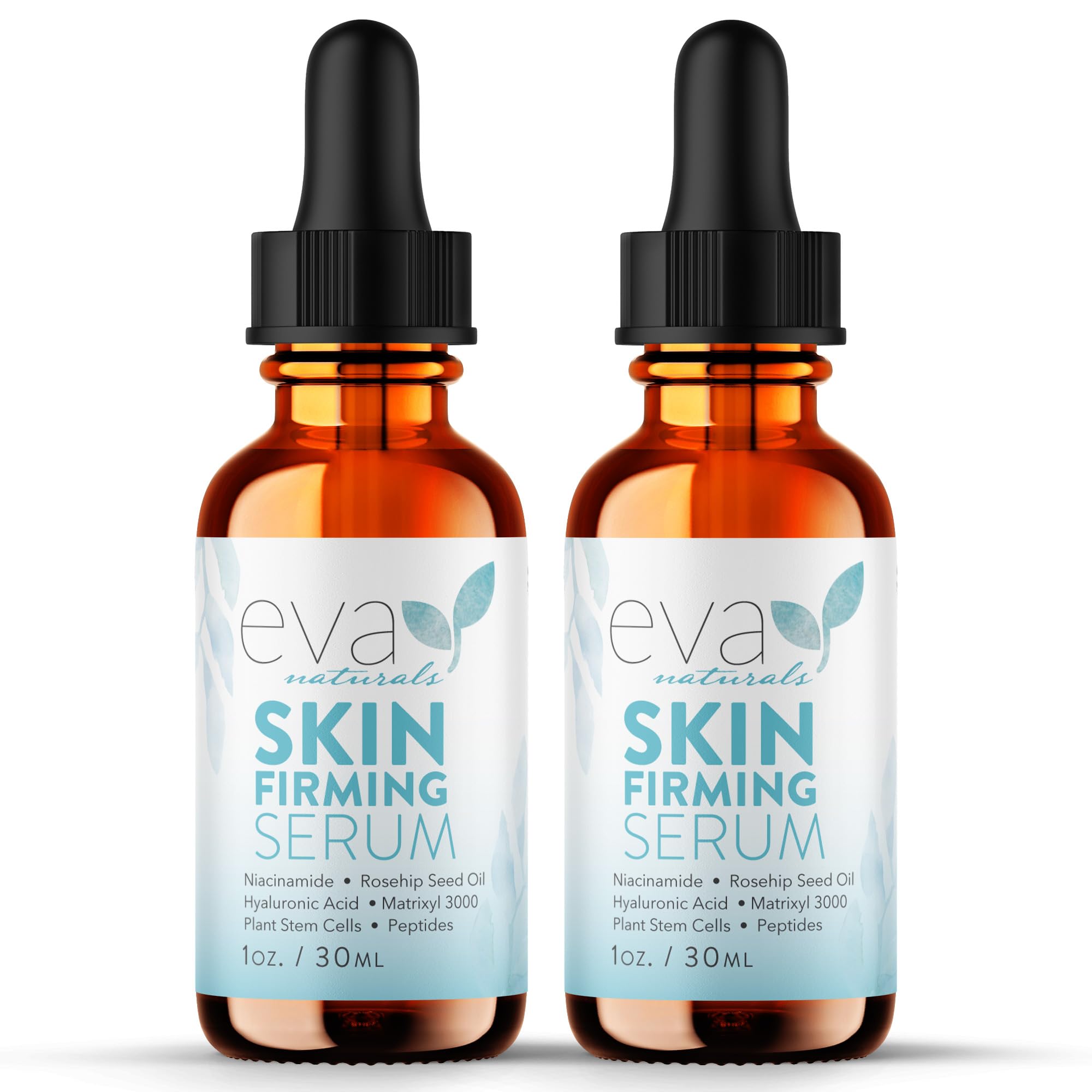 Eva Naturals Skin Firming Serum with Hyaluronic Acid, Vitamin C, and Niacinamide for Face - 2 Pack