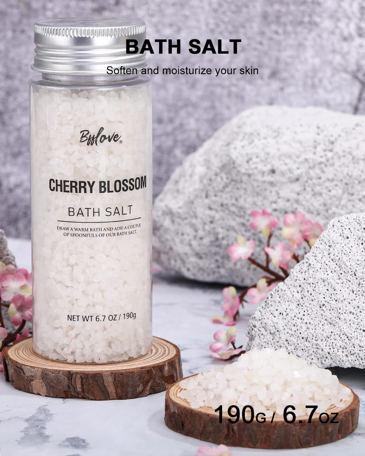 Spa Gifts For Women, Bff Love-5Pcs Cherry Blossom Spa Gifts Box For Her, Spa Kit Gift Set For Women With Massage Oil, Scented Ca