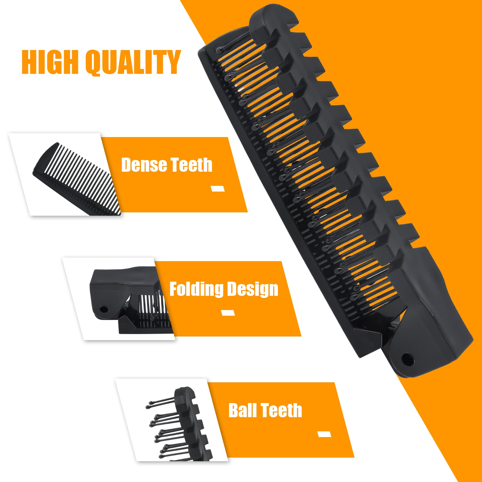 Qjaiune 6Pcs Foldable Brush Comb, Anti-Static Hair Comb Mini Pocket Comb, Double Headed Hair Brush Hairdressing Tools Plastic Fo