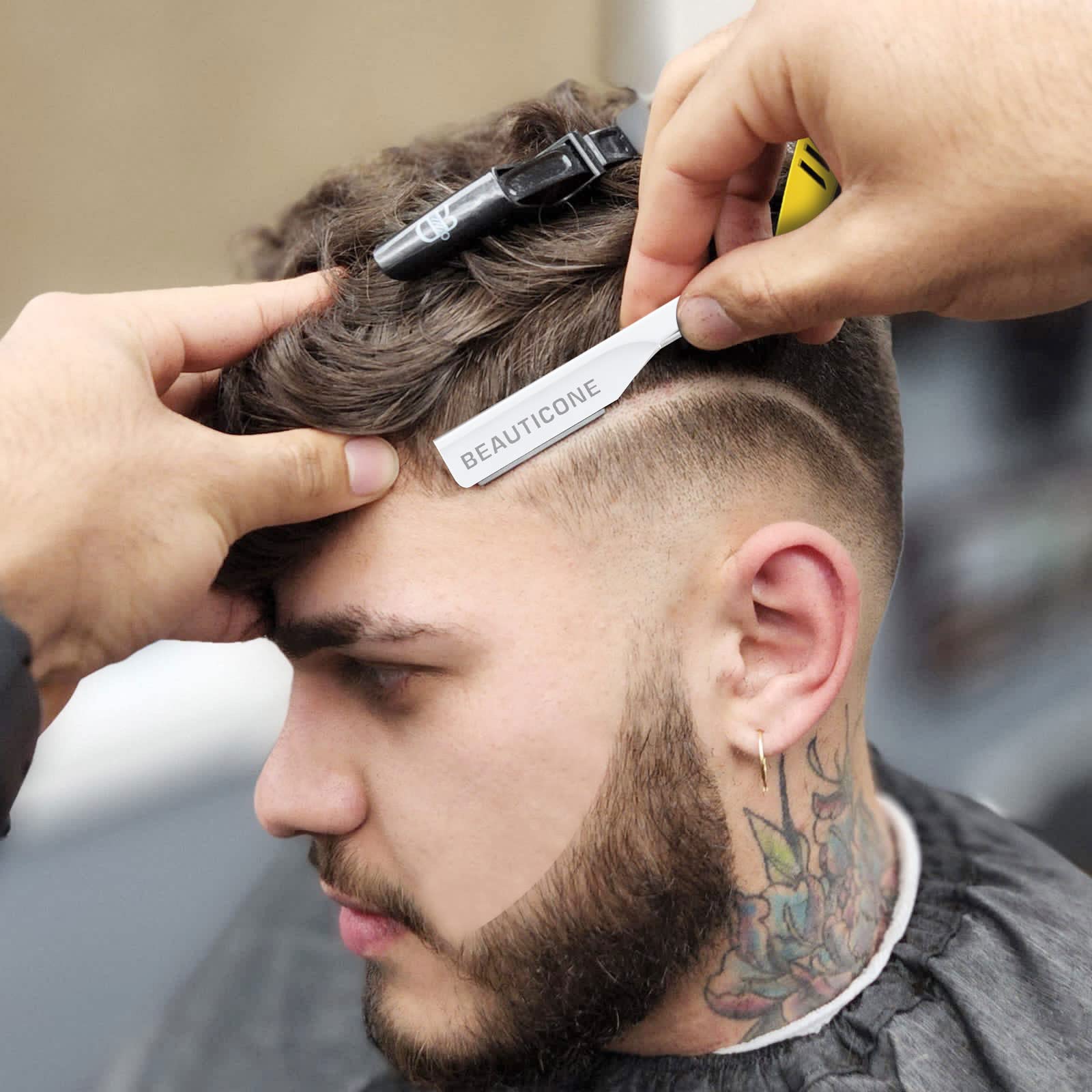 Beauticone Straight Razor | Professional Barber Razor For Men With 100 Single Edge Blades | Straight Edge Razor Slide-Out Design
