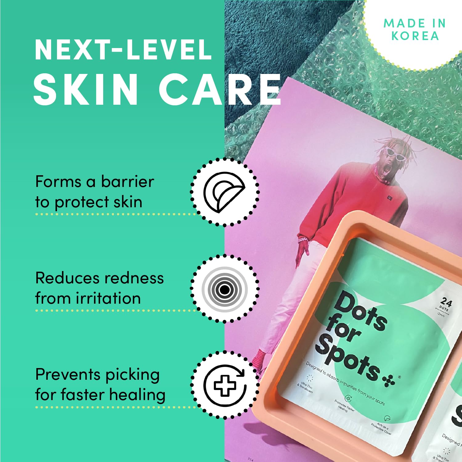 Dots For Spots Pimple Patches - Translucent Hydrocolloid Patch Spot Treatment Stickers For Face And Body - Fast-Acting, Vegan &