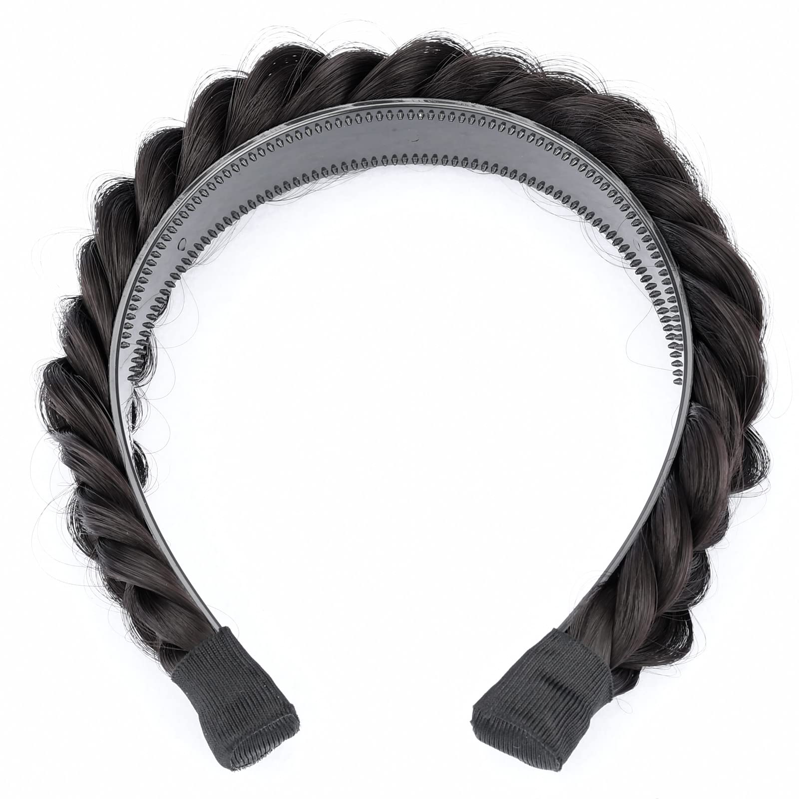 Gledola Wide Braided Headband With Teeth Braids Hairband With Tooth Synthetic Hair Band Plaited Hairband For Women (W-Deep Brown