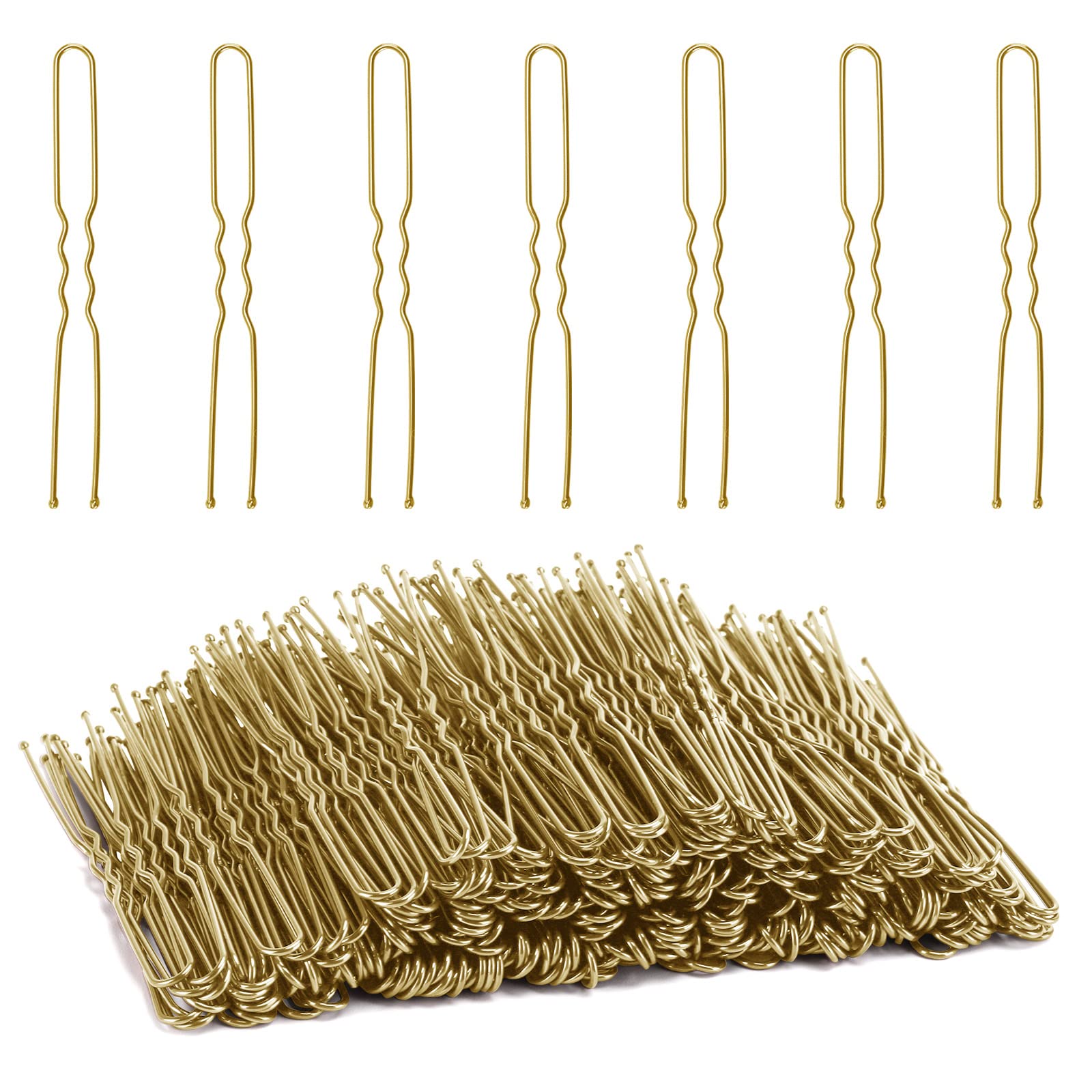 Tbestmax 300 Hair Bun Bobby Pins U Shaped Pin with Box Hair Grips to Clip Ballet Hair Net for Women 7 CM/2.8 Inch Gold